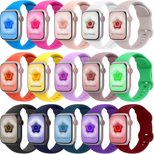 15Pack Compatible with Watch Band 38Mm 40Mm 41Mm 42Mm 44Mm 45Mm 49Mm, Breathable Waterproof Silicone Sport Band Strap for Iwatch Bands Series 9/8/7/6/5/4/3/2/1/Se/Ultra/Ultra 2