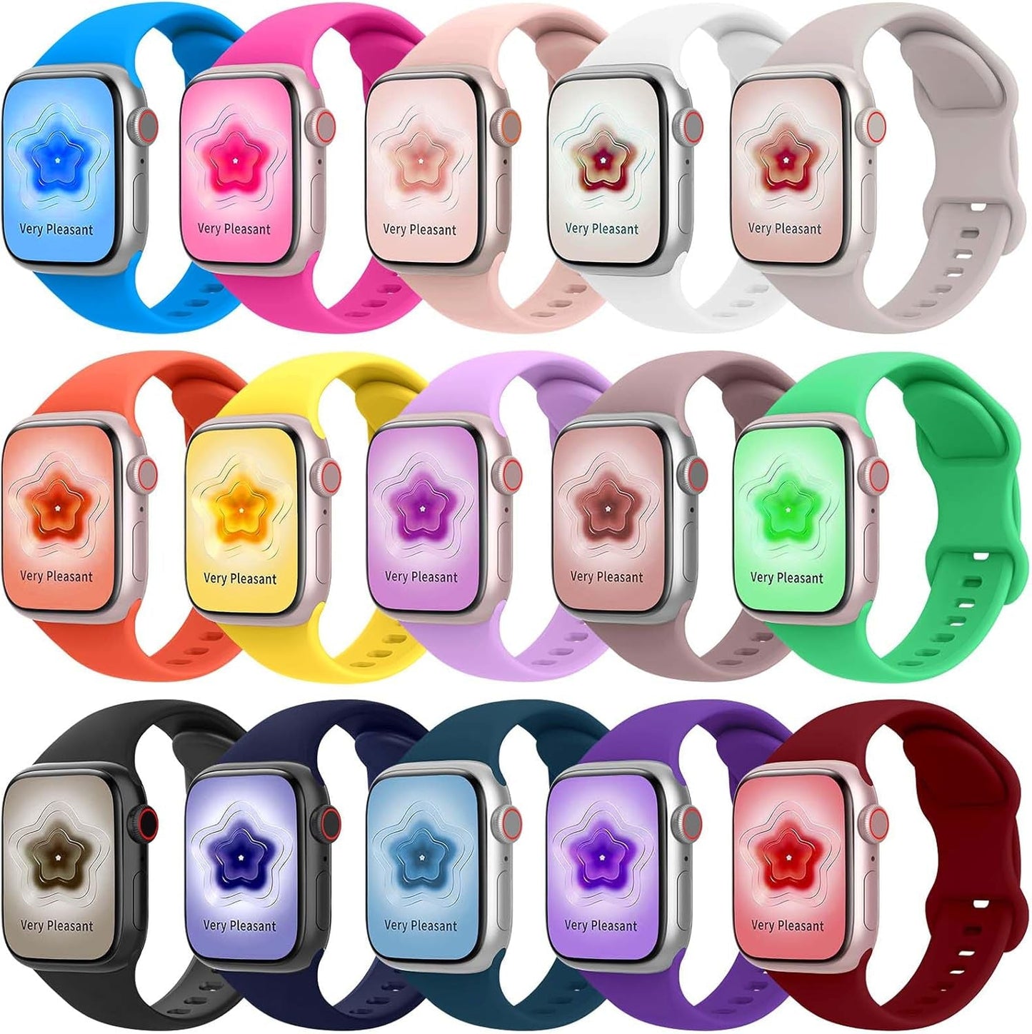 15Pack Compatible with Watch Band 38Mm 40Mm 41Mm 42Mm 44Mm 45Mm 49Mm, Breathable Waterproof Silicone Sport Band Strap for Iwatch Bands Series 9/8/7/6/5/4/3/2/1/Se/Ultra/Ultra 2