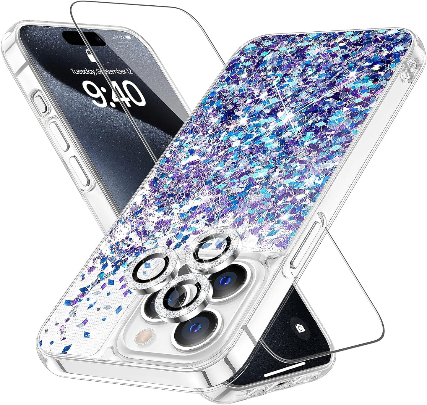 Caka for Iphone 14 Pro Case, Iphone 14 Pro Case Glitter Christmas for Women Girls Girly Bling Sparkle Flowing Floating Snowflake Quicksand Clear Phone Case Cover for Iphone 14 Pro 6.1 Inch Snowman  Caka   