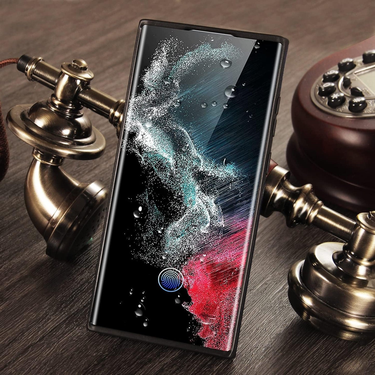 Design Compatible with Samsung Galaxy S22 Ultra 5G Case Luxury Leather Business Slim Non-Slip Soft Grip Shockproof Protective Cover 2022 6.8 Inch (Brown)