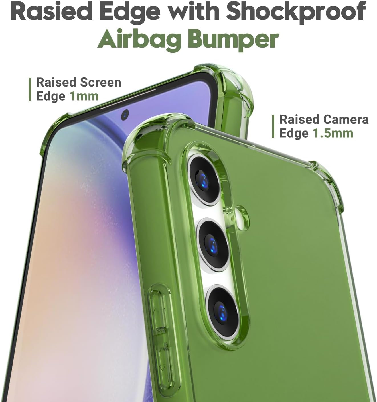 For Samsuang Galaxy A54 5G Case Clear, Transparent Jelly Protective Silicone Phone Case Design for Women Girly Cute Simple, Thin Slim Fit Soft Flexible TPU Shockproof Bumper, Clear Green