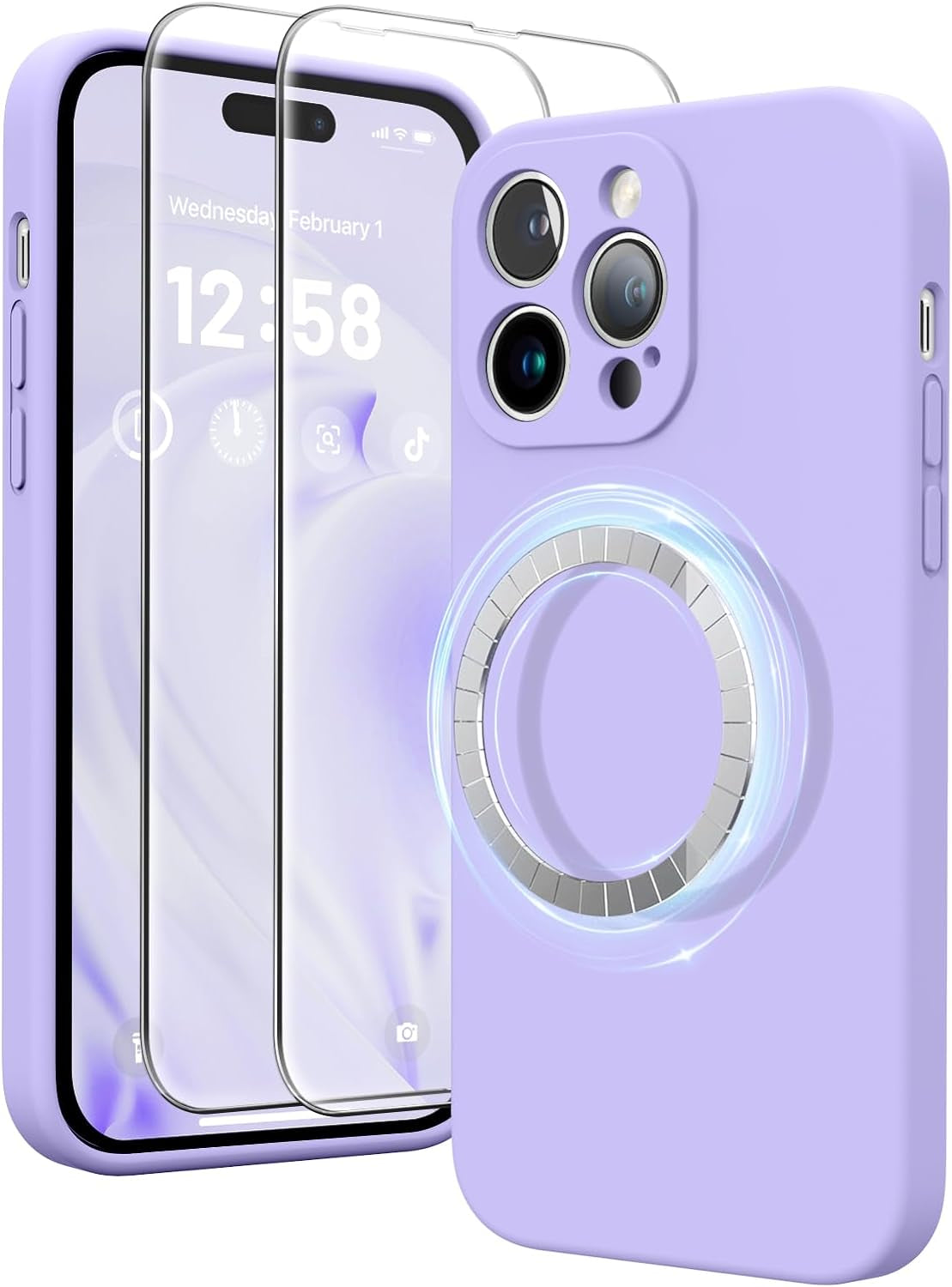 HIKII for Iphone 14 Pro Case Magnetic, Upgraded Silicone [Camera Protection] [Compatible with Magsafe] for Iphone 14 Pro Case with [2 Screen Protectors], 6.1 Inch, Light Brown  HIKII   