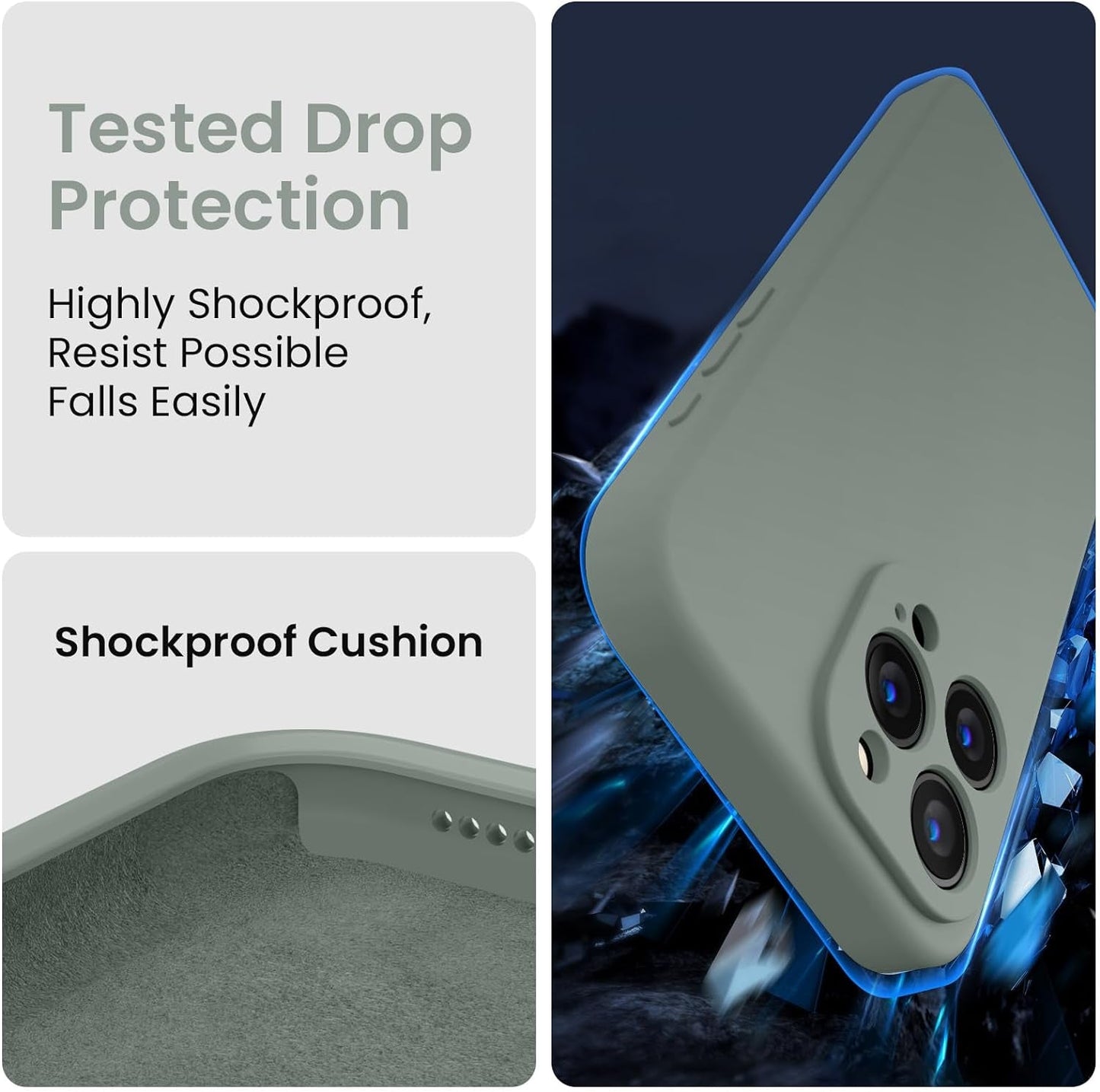 Firenova Designed for Iphone 15 Pro Case, Silicone Upgraded [Camera Protection] Phone Case with [2 Screen Protectors], Soft Anti-Scratch Microfiber Lining Inside, 6.1 Inch, Calke Green  FireNova   