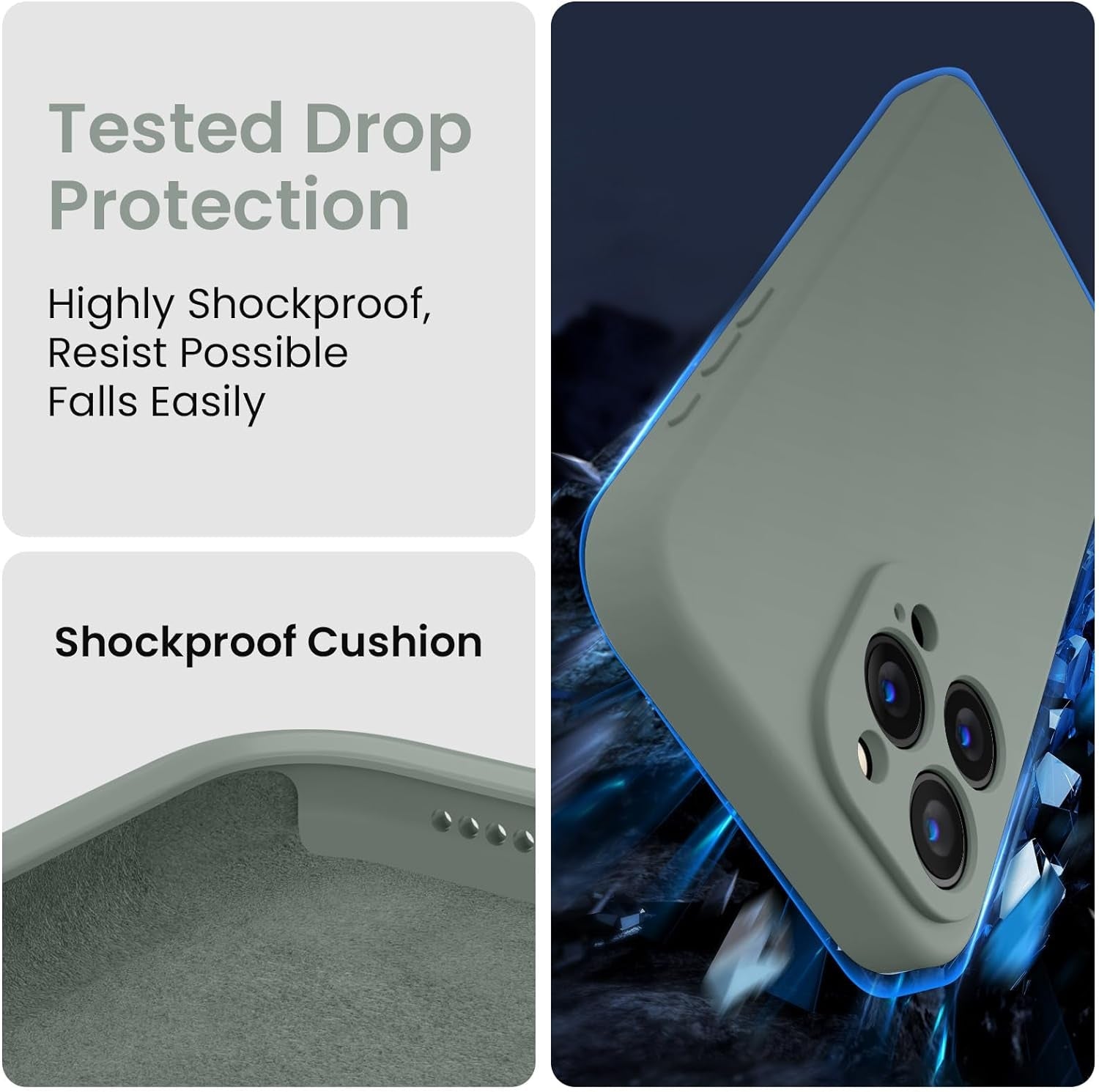 Firenova Designed for Iphone 15 Pro Case, Silicone Upgraded [Camera Protection] Phone Case with [2 Screen Protectors], Soft Anti-Scratch Microfiber Lining Inside, 6.1 Inch, Calke Green  FireNova   