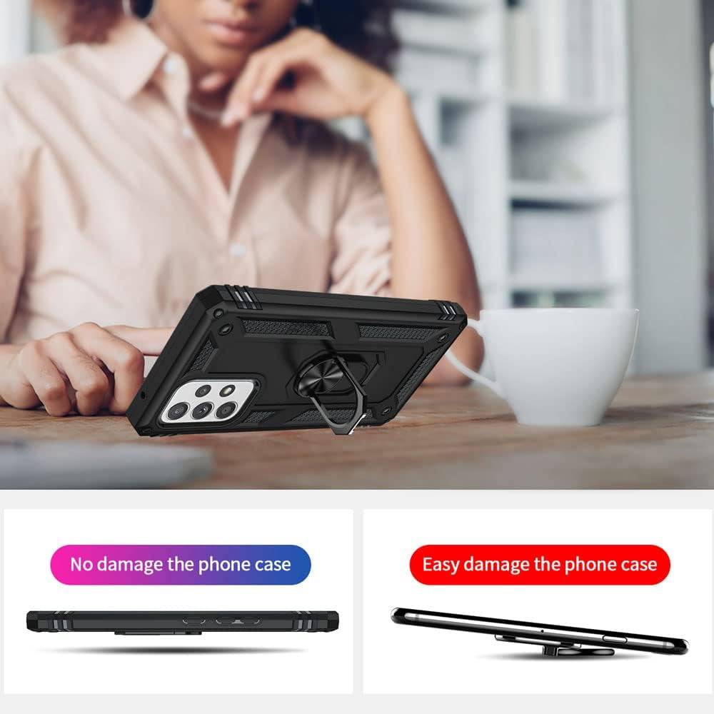 For Samsung A53 5G Case, Galaxy A53 5G Case with HD Screen Protector, [Military Grade 16Ft. Drop Tested] Ring Shockproof Protective Phone Case for Samsung Galaxy A53 5G,Black