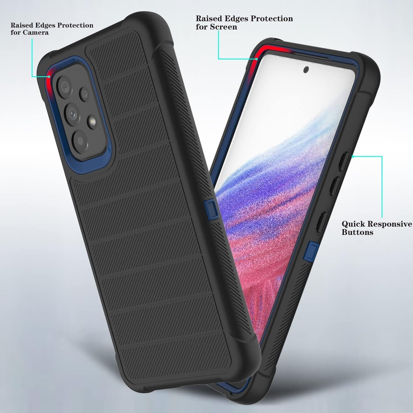 For Samsung Galaxy A53 5G Phone Case with Glass Screen Protector, [Holster Series] Belt Clip Protective Hard Tough Full Heavy Duty Rugged Military Shockproof Armor Cell Phone Cover (Black)