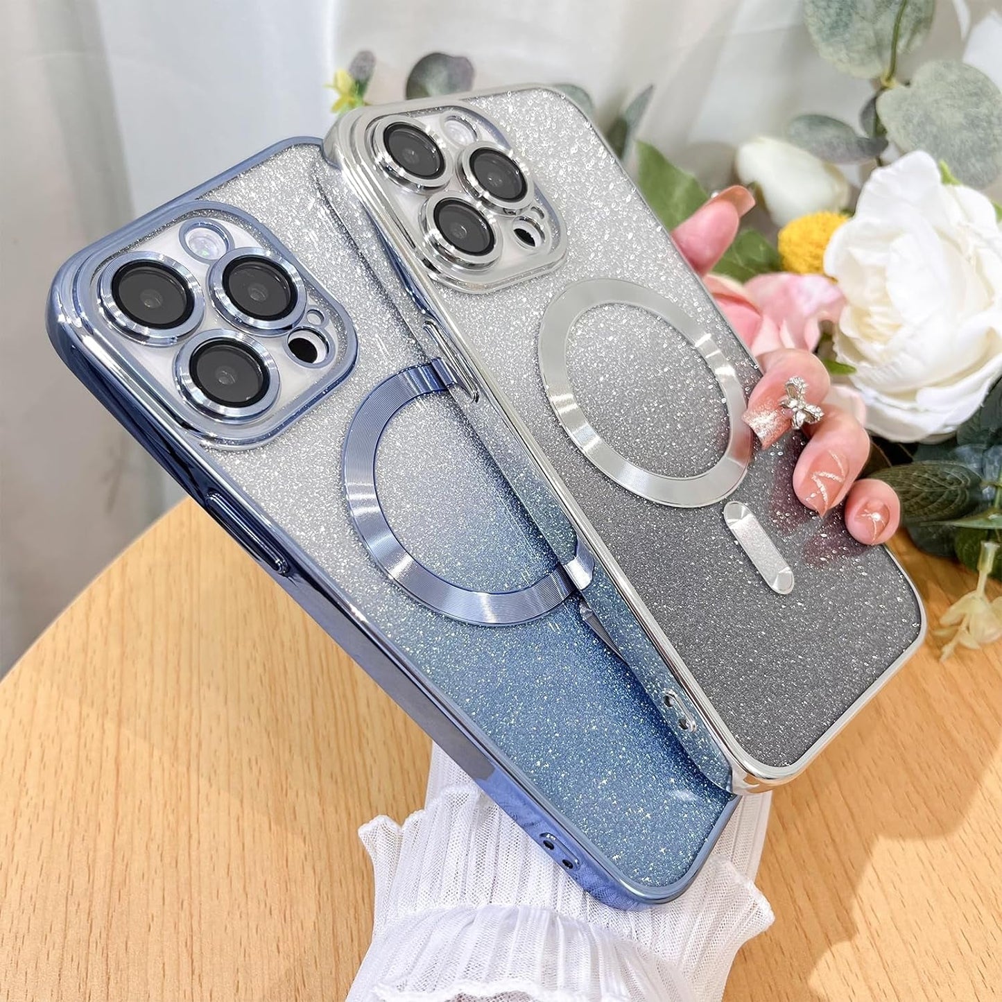 Illians Case for Iphone 14 Pro Max (Compatible with Magsafe) Camera Lens Protector Glitter Bling Plating Case Shockproof Protection Anti-Scratch Iphone 14 Pro Max Case for Women Men - Blue  Illians   