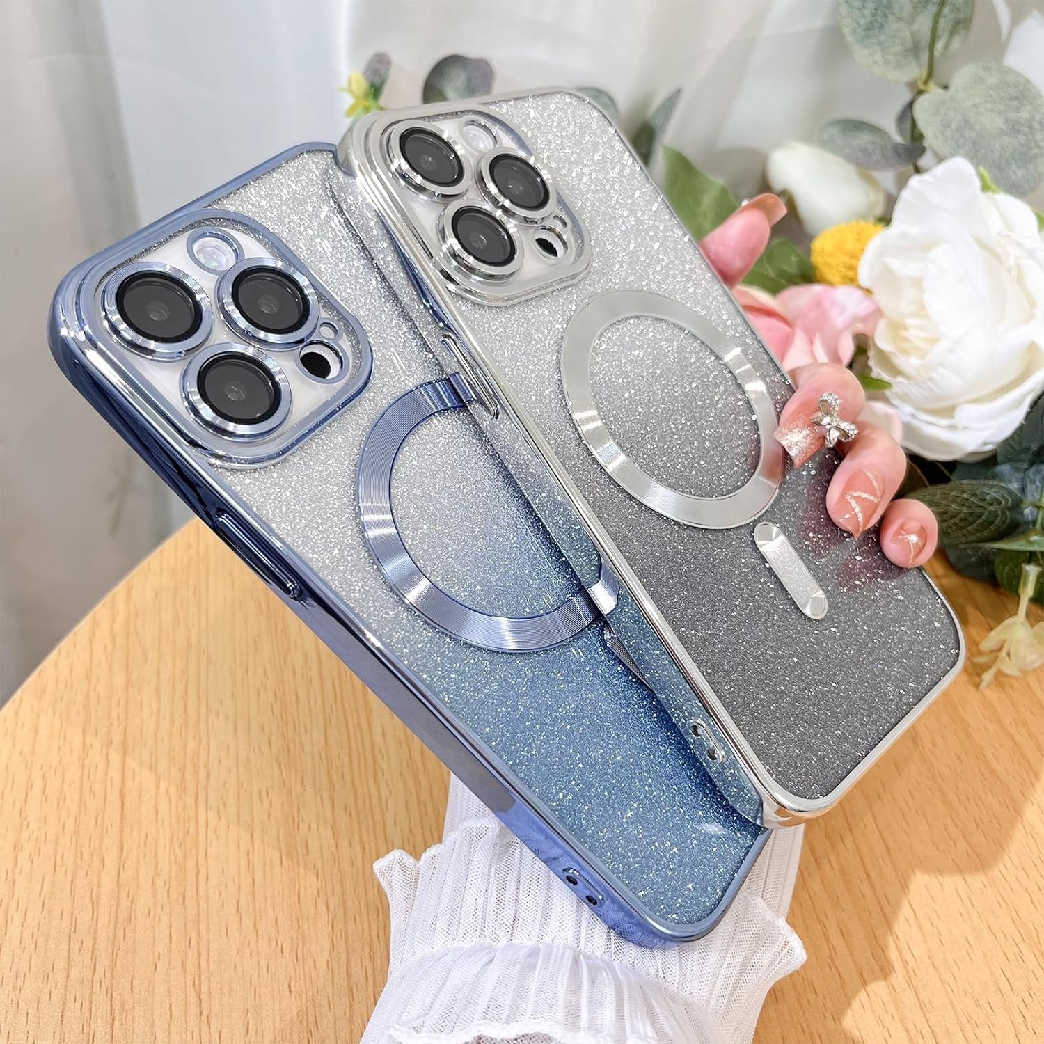 Illians Case for Iphone 14 Pro Max (Compatible with Magsafe) Camera Lens Protector Glitter Bling Plating Case Shockproof Protection Anti-Scratch Iphone 14 Pro Max Case for Women Men - Blue  Illians   