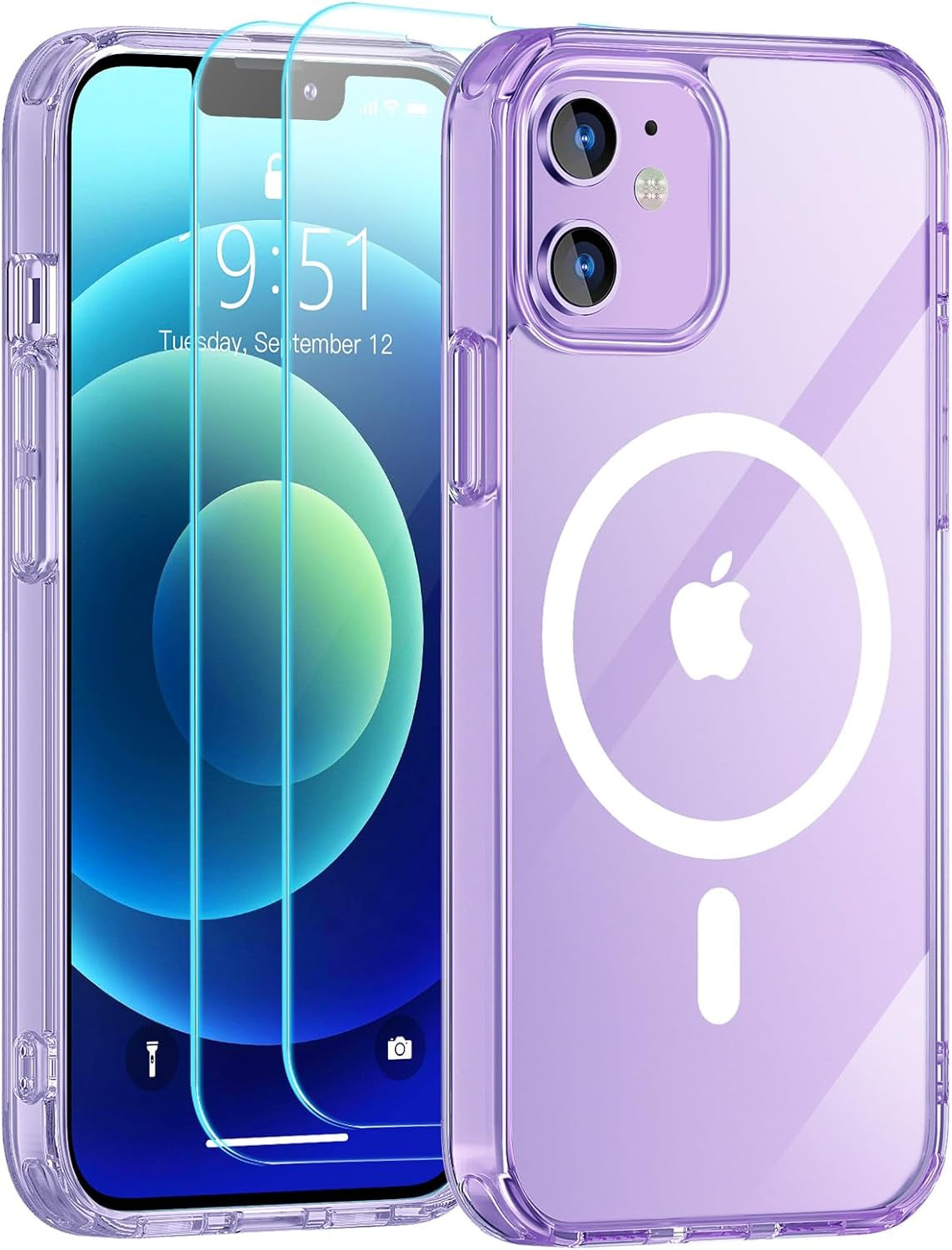 For Iphone 12 Case,Iphone 12 Pro Case,[Compatible with Magsafe][12 FT Military Grade Drop Protection] 2X[Tempered Glass Screen Protector] Magnetic Phone Case for Iphone 12/12 Pro,Deep Blue