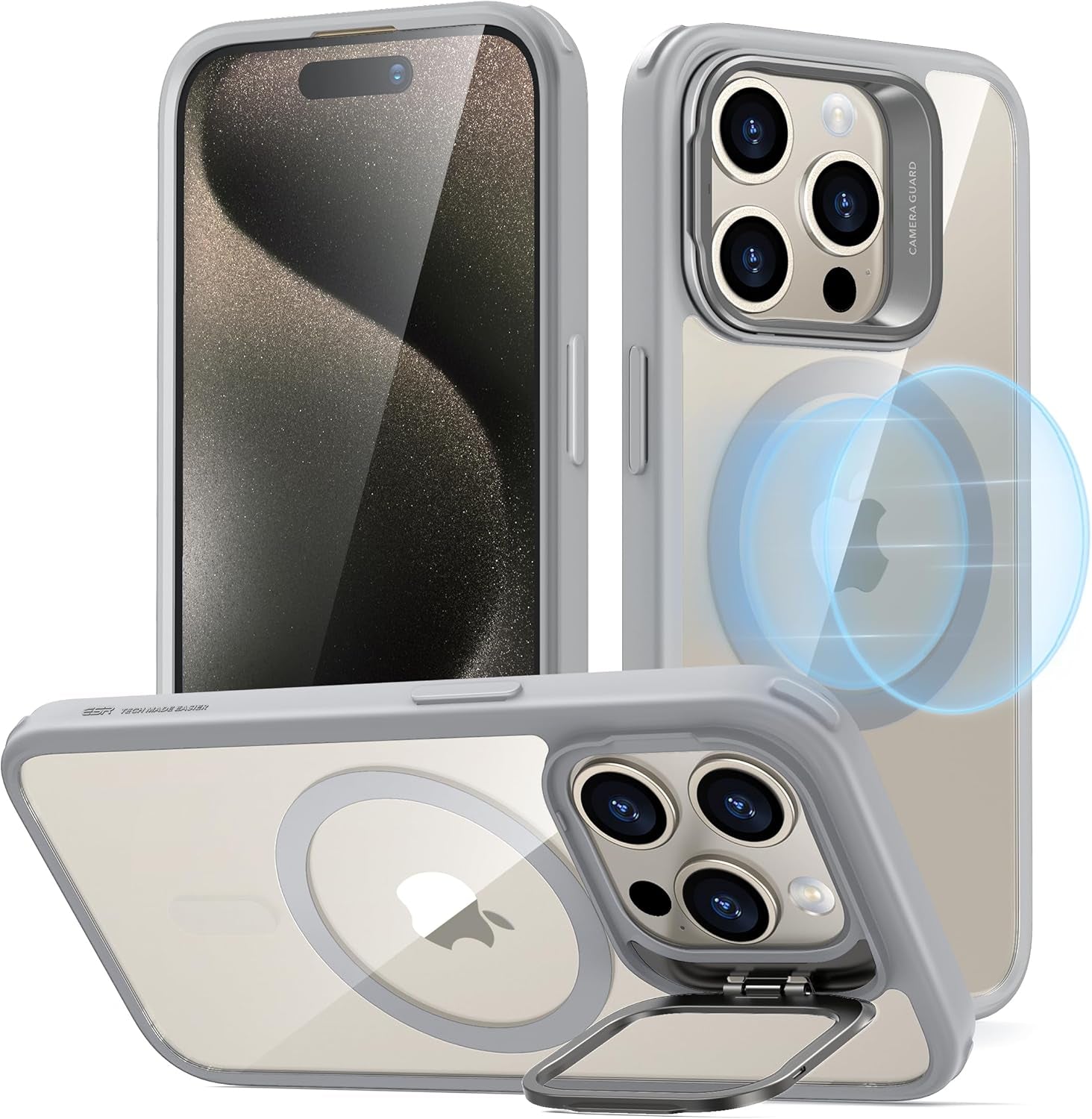 ESR for Iphone 17 Pro Max Case with Stash Stand, Camera Control Cover Compatible with Magsafe, Military-Grade Drop Protection Phone Case for Iphone 17 Pro Max, Scratch-Resistant Back Cover, Clear