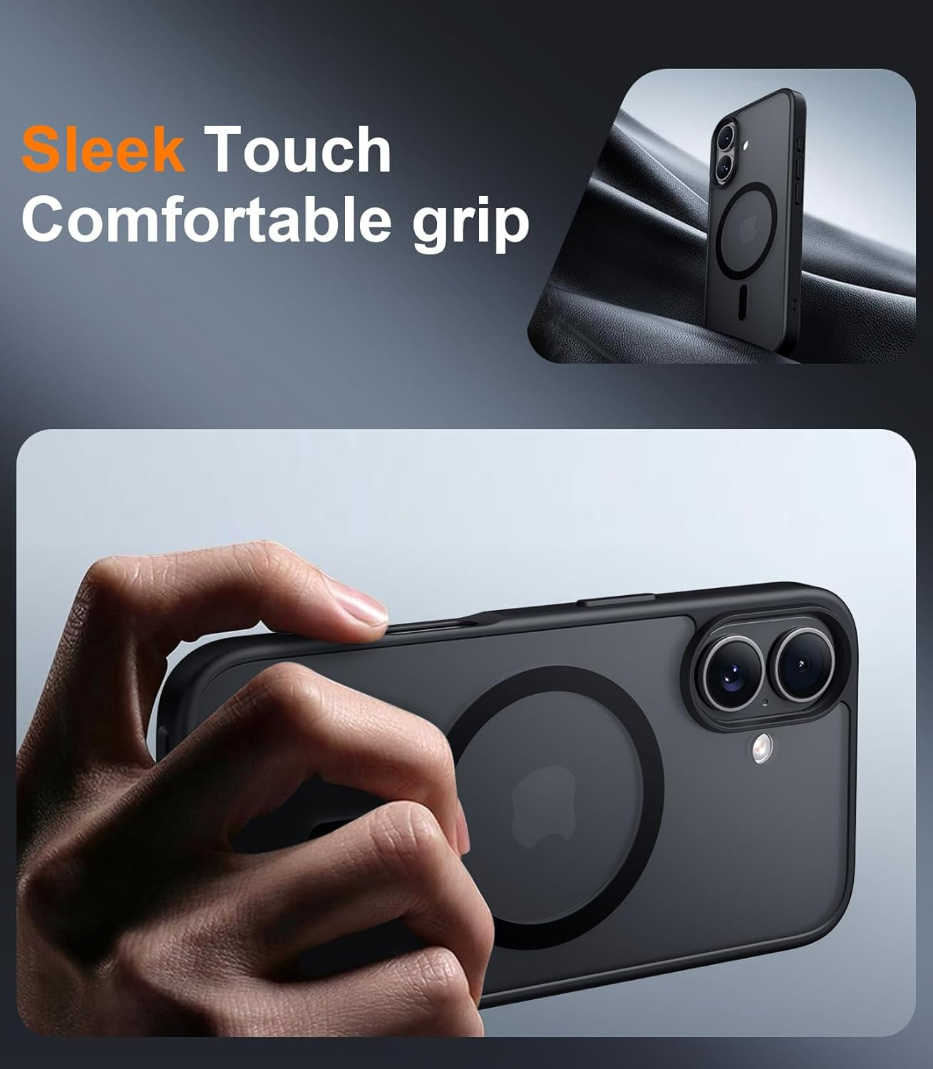 Red2Fire Designed for Iphone 17 Case Magnetic, (Compatible with Magsafe) (Military Grade Drop Protection) Translucent Matte Shockproof Phone Case for Iphone 17 6.3"-Black