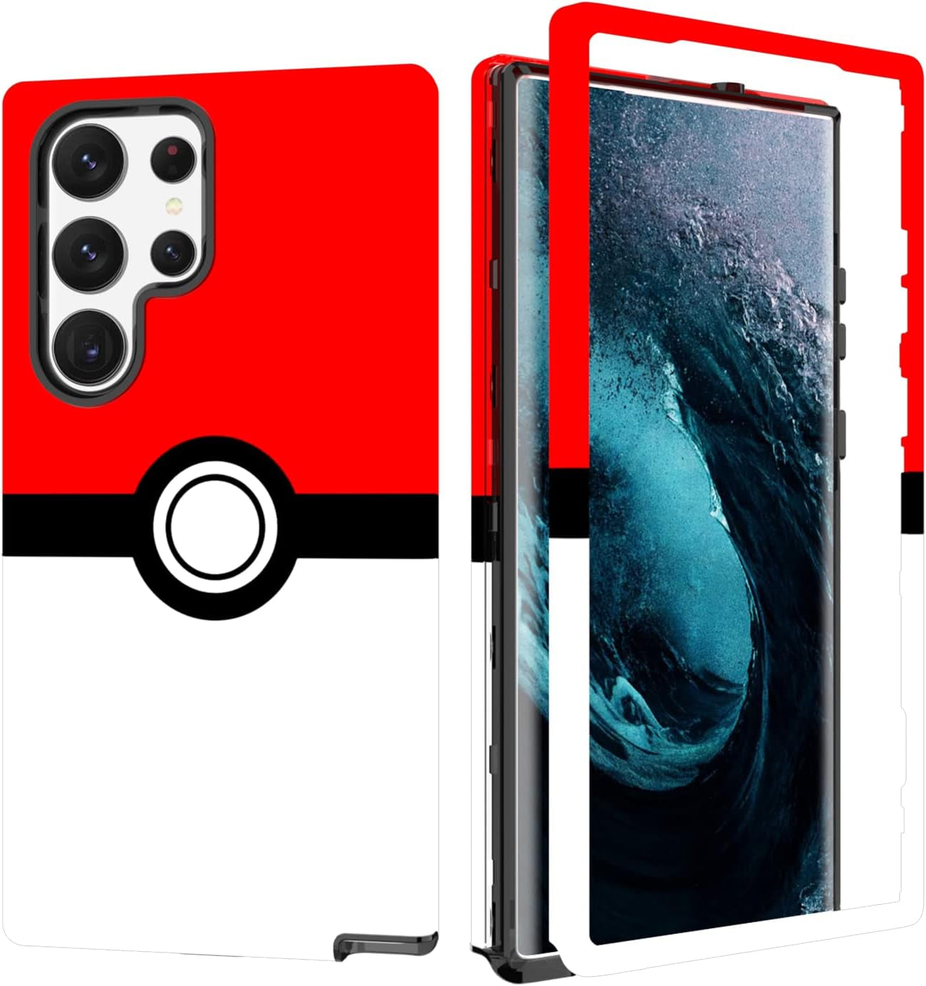 Case for Galaxy S22 S22 plus - Anime Cartoon Kawaii Red&White Ball Pattern Hard PC and Inner Silicone Hybrid Dual Armor Defender Case for Samsung Galaxy S22 Ultra (Galaxy S22)