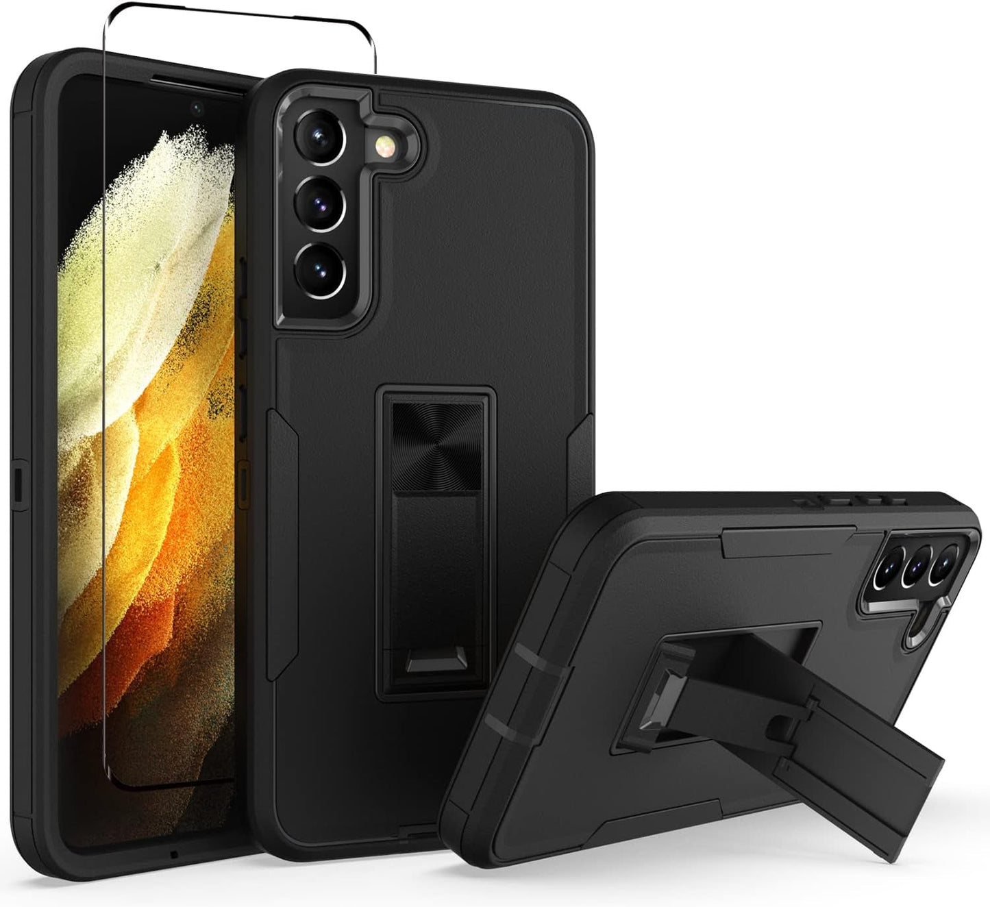 For Samsung Galaxy S22 plus 5G Case with Screen Protector Maximum Coverage and Kickstand, [Military Grade] Heavy-Duty Tough Rugged Shockproof Protective Case for Galaxy S22 plus 5G (Green)