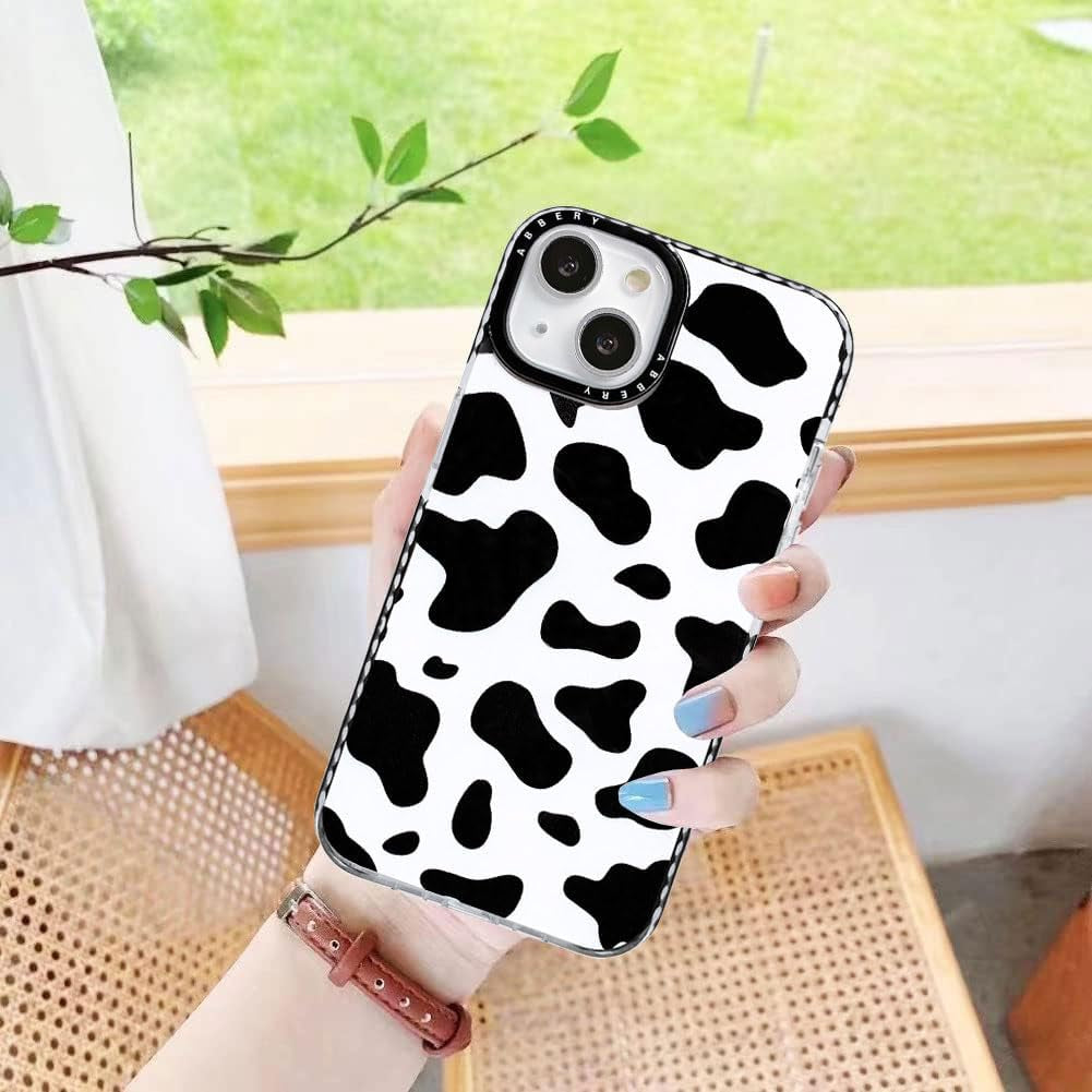 Abbery Designed for Iphone 15 plus Case Cow Print Clear with Design Cow Pattern Cute Durable Silicone TPU Sturdy Shockproof Protective Woman Girls Aessthetic Phone Cover (For Iphone 15 Plus)  Abbery   