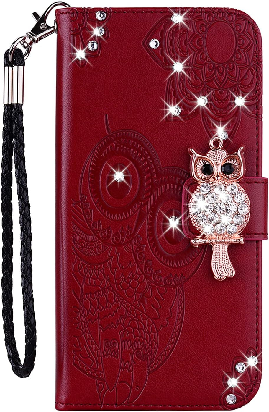Case Compatible with Samsung Galaxy A53 5G Bling Diamand PU Leather Wallet Phone Case with Wsrist String Full Body Protective Flip Ultra Case for Samsung Galaxy A53 5G Owl Brown YK
