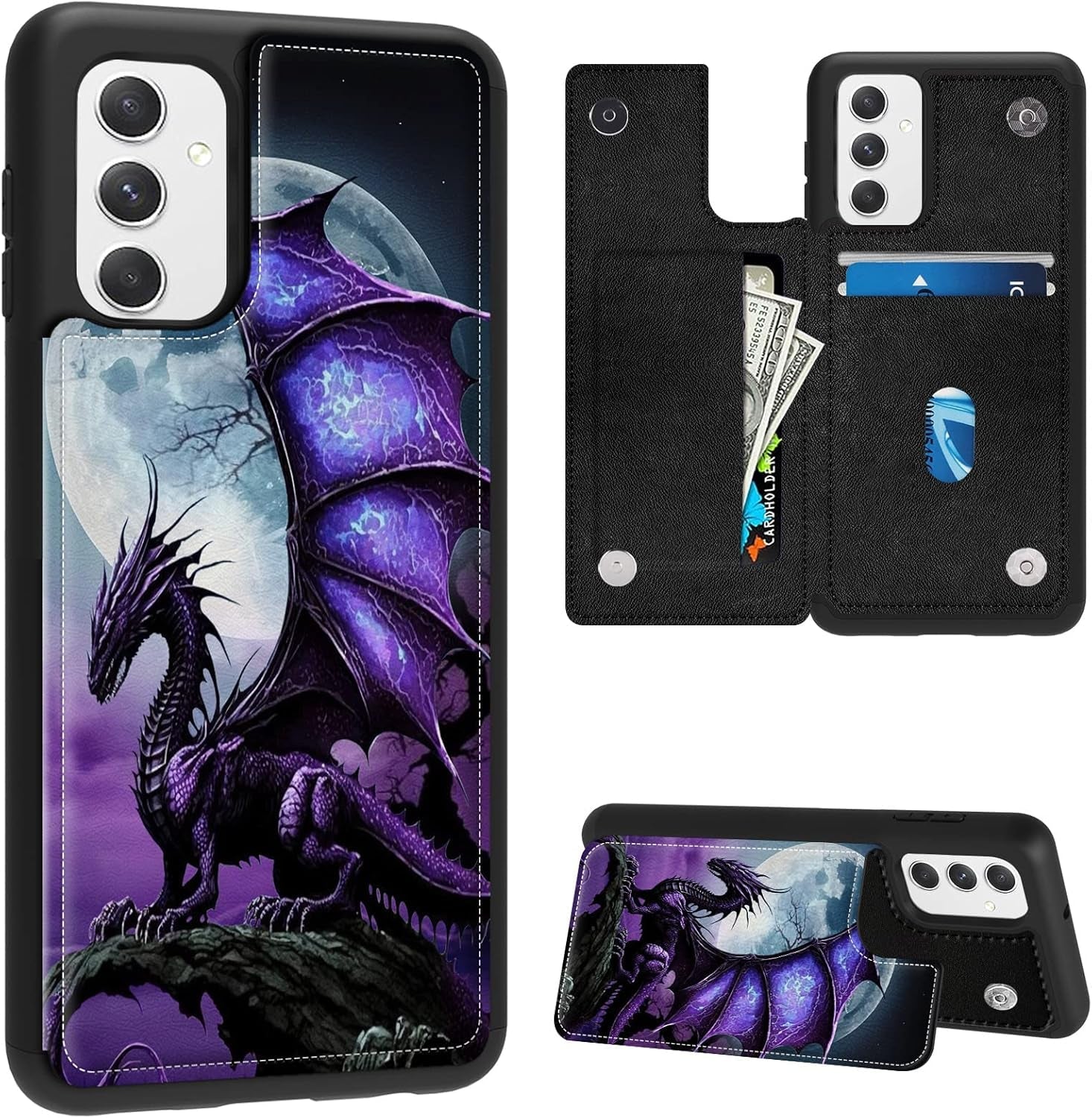 Case for Samsung Galaxy A14 5G Wallet Phone Case with Card Holder,Pu Leather Kickstand Card Slot Cover for Women Men (Dual Magnetic Clasp+Rfid Blocking)-Bald Eagle with Flag