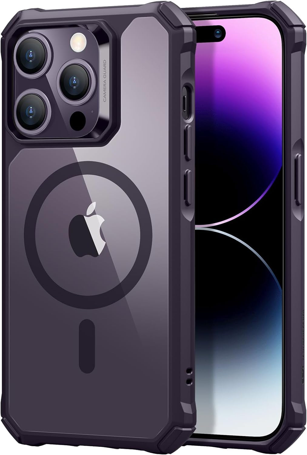 ESR for Iphone 14 Case/Iphone 13 Case, Compatible with Magsafe, Shockproof Military-Grade Protection, Air-Guard Corners, Magnetic Phone Case for Iphone 14/13, Air Armor Magnetic Case (Halolock),Black  Electronic Silk Road Corp Clear Purple-B Iphone 14 Pro Max 