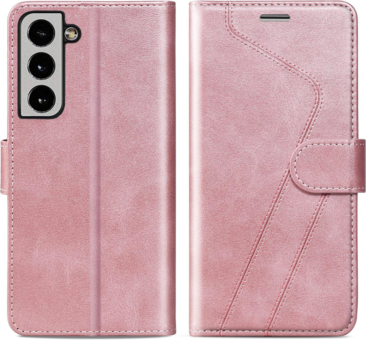 CIVICASEA for Samsung Galaxy S22+/Plus Wallet Case, Flip Case with RFID Blocking Credit Card Holder, PU Leather Matching Phone Case Samsung S22 plus Red&