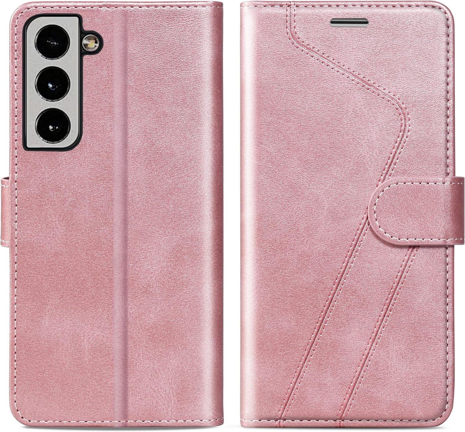 CIVICASEA for Samsung Galaxy S22+/Plus Wallet Case, Flip Case with RFID Blocking Credit Card Holder, PU Leather Matching Phone Case Samsung S22 plus Red&