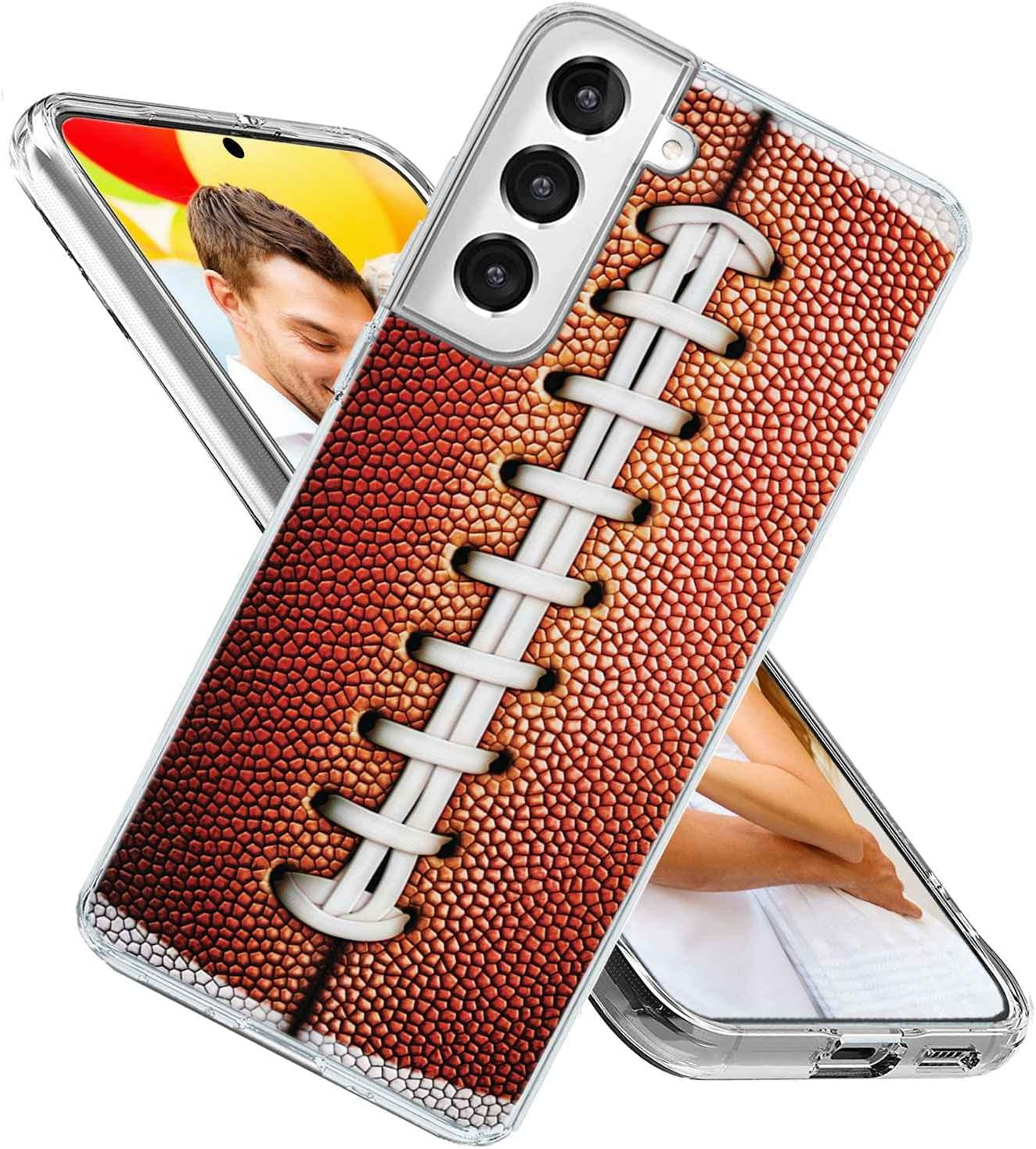 For Galaxy S22 plus Case,Samsung S22 plus Case for Girl Women Men, Shockproof Slim Soft TPU Clear Protective Phone Case Cover with Design for Galaxy S22+,Funny Sports Design Brown Football