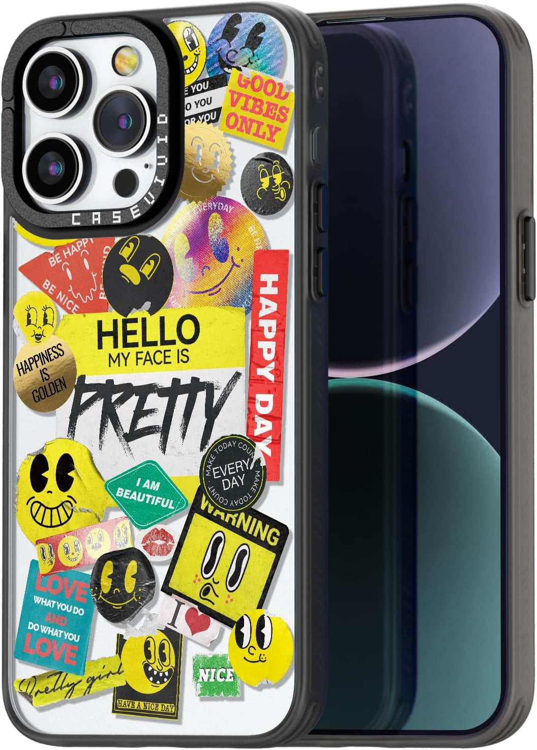 Casevivid Compatible for Iphone 15 Pro Case Cute Aesthetic - Durable Fashion Funny Phone Case - Girly Butterfly Pattern Print Cover Design for Woman Girl 6.1 Inches Black  CASEVIVID My Face Is Pretty Basic 