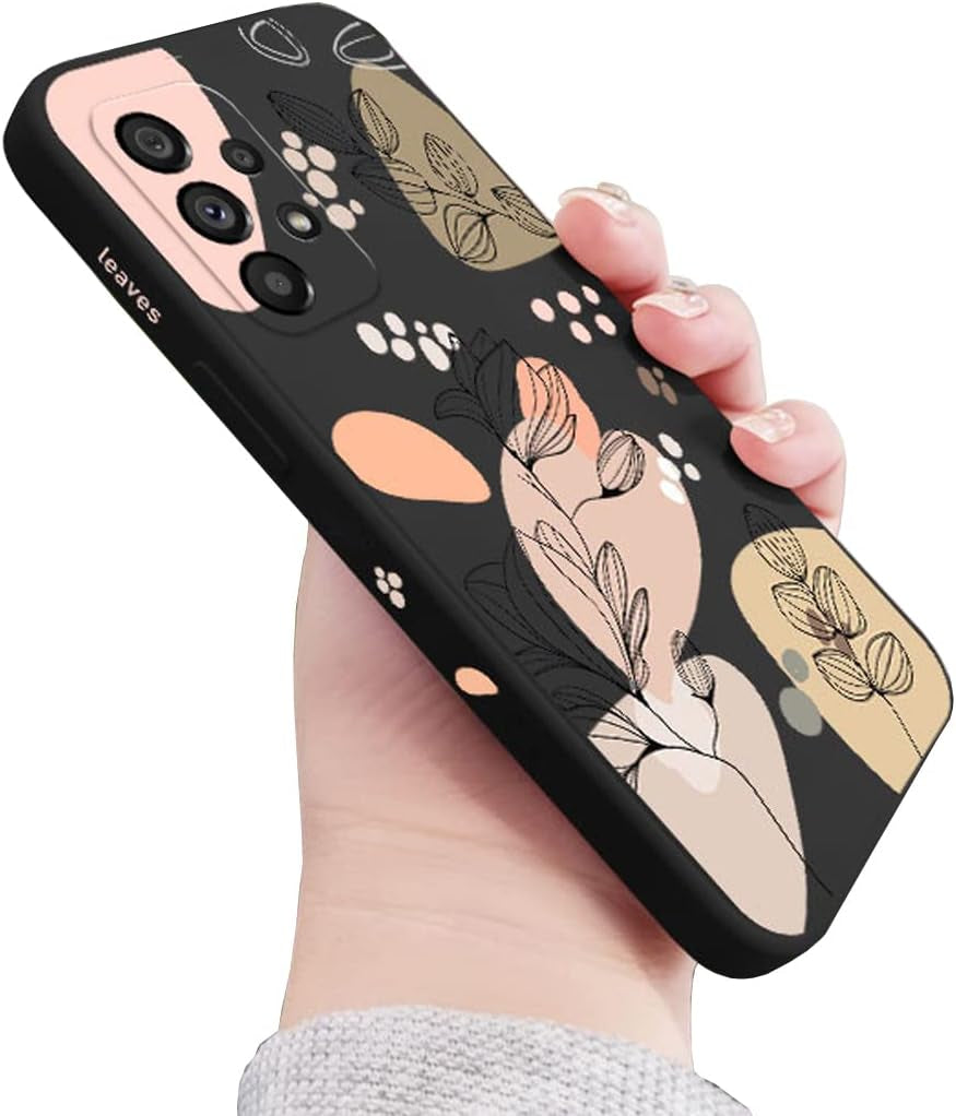 For Galaxy A53 5G Case for Women Girls Cute Plants Leaf Camera Lens Protector Soft TPU Bumper Slim Liquid Silicon Rubber Shockproof Protective Cover Phone Case for Samsung Galaxy A53 5G-Purple