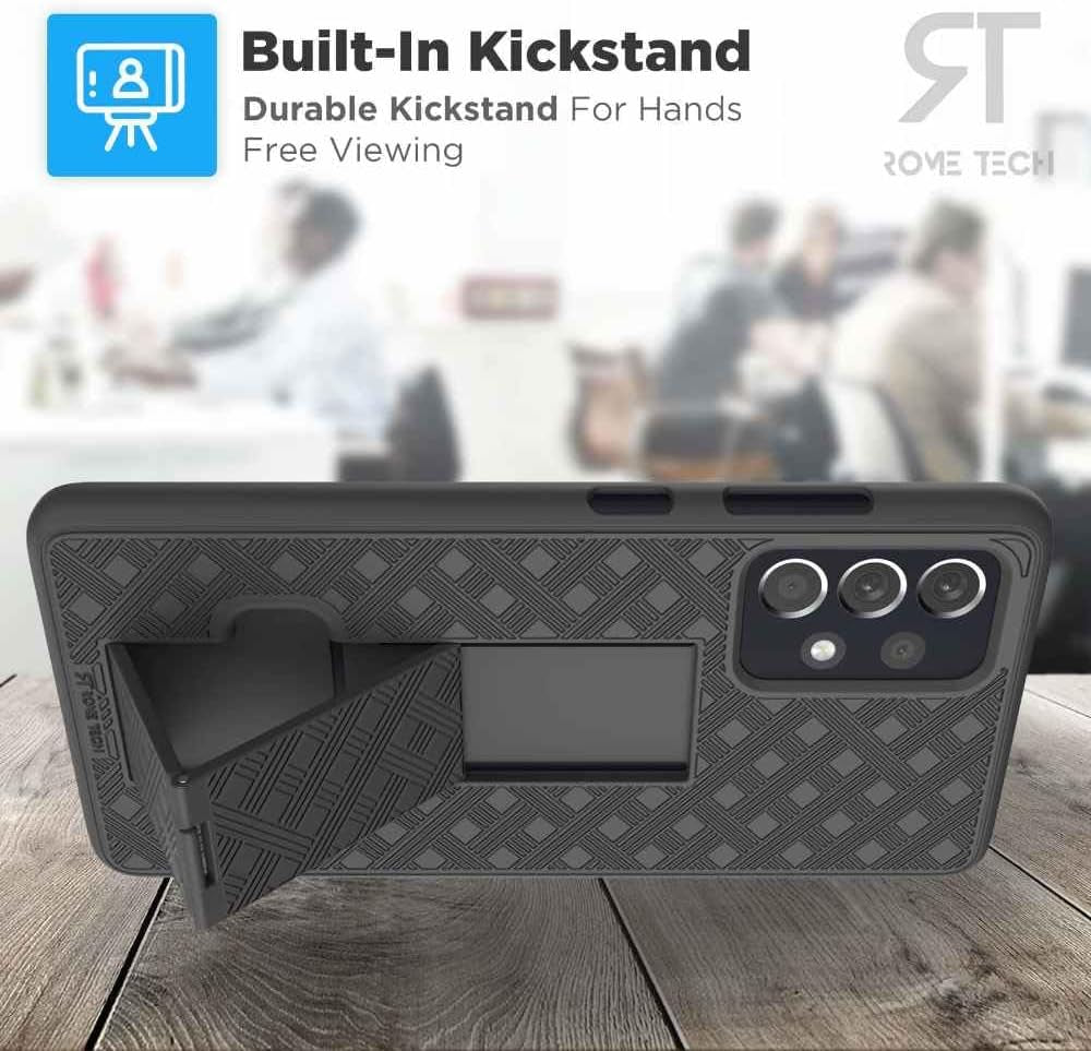 For Samsung Galaxy A53 5G Case with Belt Clip Holster, Kickstand Slim Cover Phone Case for Galaxy A53 5G - Black