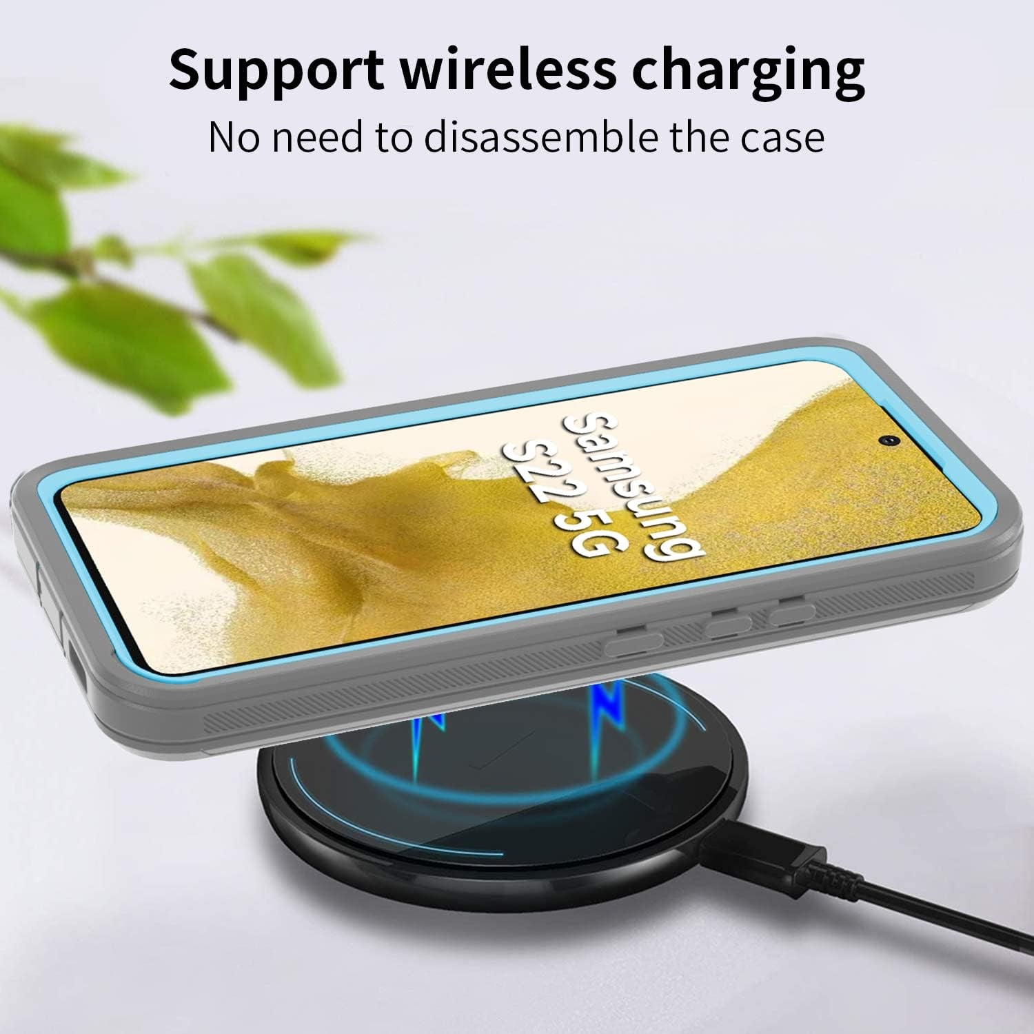 For Galaxy S22 5G Case,Samsung S22 Heavy Duty Case,[Military Grade Protective ],[Shockproof] [Dropproof] [Dust-Proof], Compatible with Samsung Galaxy S22 5G (Gray/Skyblue)