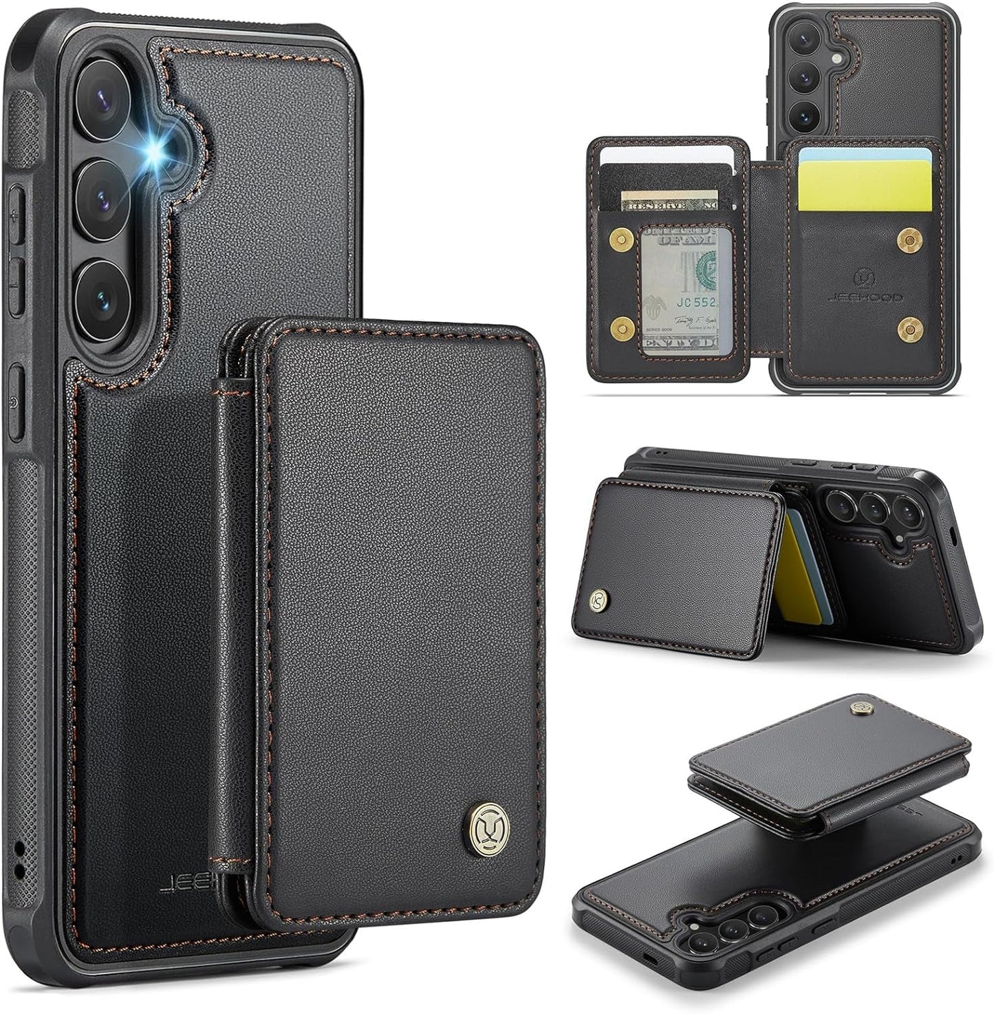 2 in 1 Detachable for Galaxy S24 plus 6.7" Case Wallet with Card Holder, RFID Blocking Kickstand Shockproof Case for Samsung S24+/Plus 5G, Rose Pink