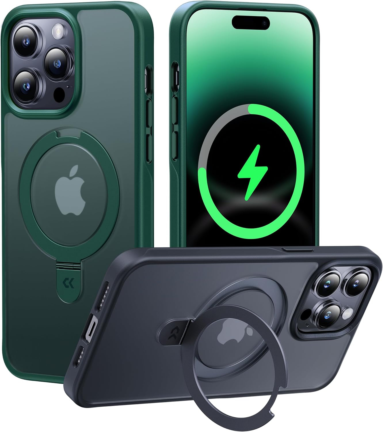 CASEKOO for Iphone 14 Pro Case with Magnetic Ring Stand [Military Drop Protection] [Compatible with Magsafe] Shockproof Slim Translucent Matte Phone Cases 6.1 Inch 2022, Purple  CASEKOO Green For Iphone 14 Pro 