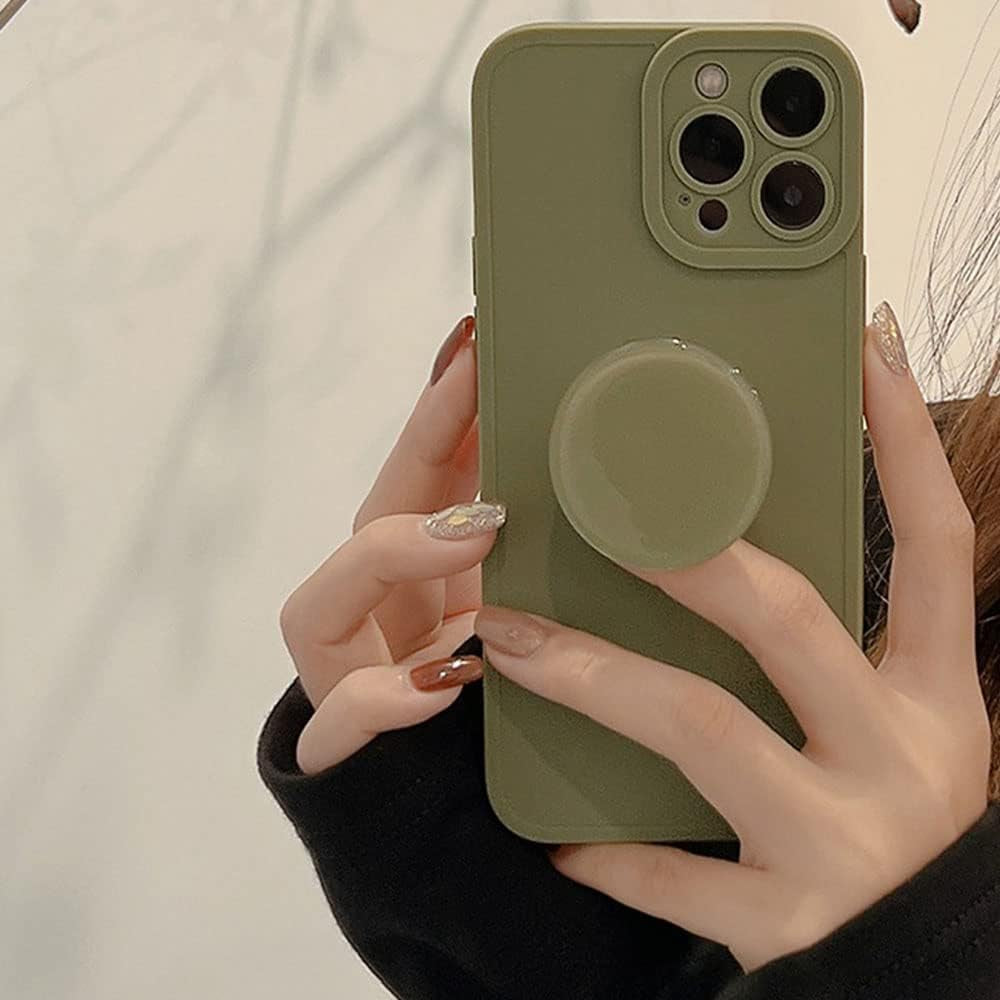 MUYEFW Case for Iphone 15 Pro Case Silicone Women with Ring Stand Holder Kickstand, Girl Cute Gel Rubber Protective Phone Case Cover (Green)  MUYEFW Green  