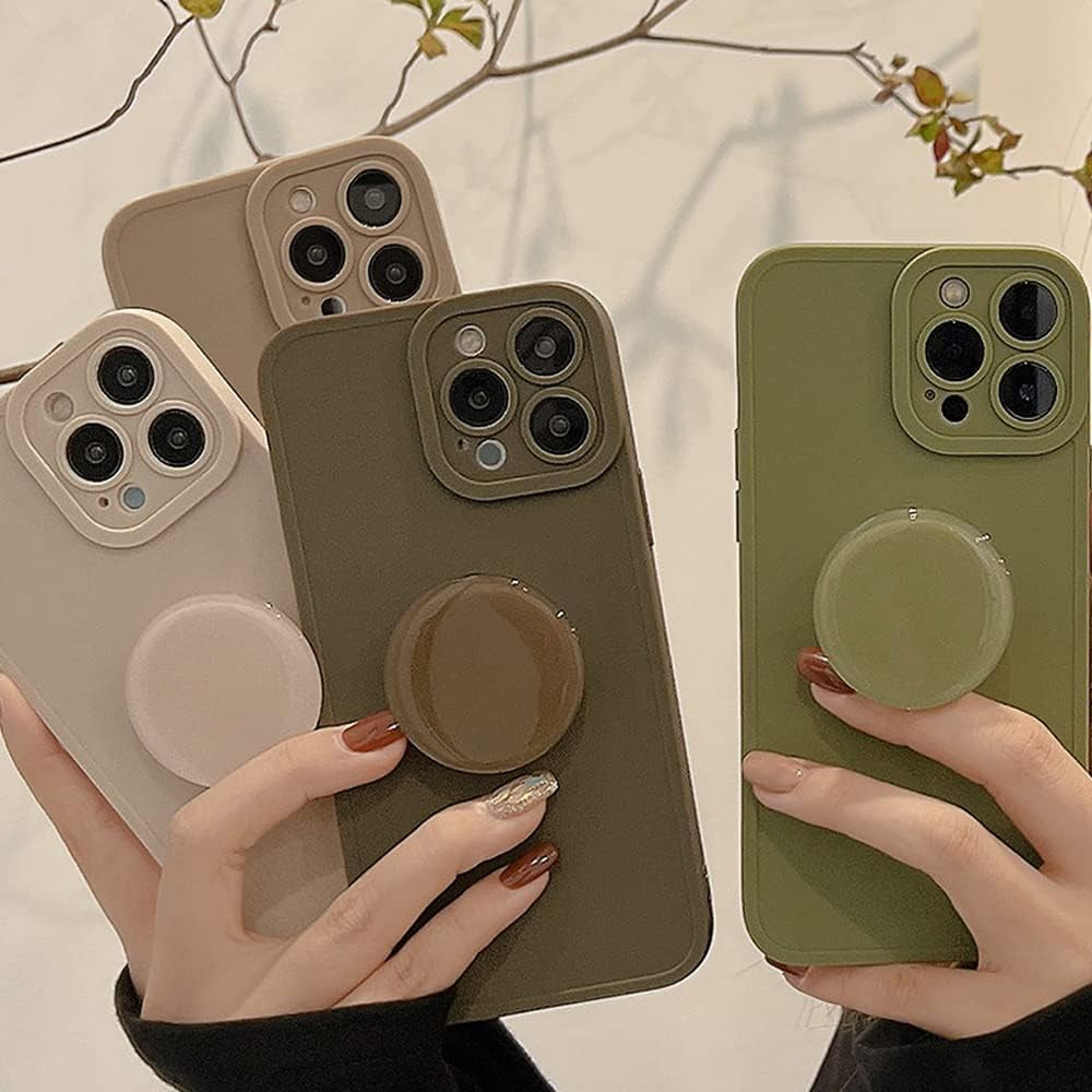 MUYEFW Case for Iphone 15 Pro Case Silicone Women with Ring Stand Holder Kickstand, Girl Cute Gel Rubber Protective Phone Case Cover (Green)  MUYEFW   