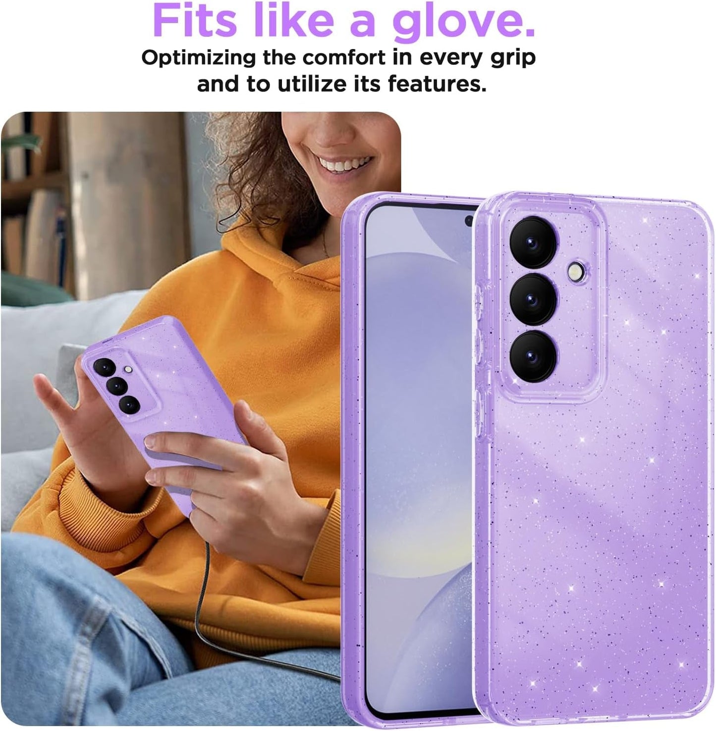 Aicase for Samsung Galaxy S24 Case Glitter, Sparkly Bling Girls Women Girly Sparkle Cute Protective Phone Case for Samsung S24, Purple