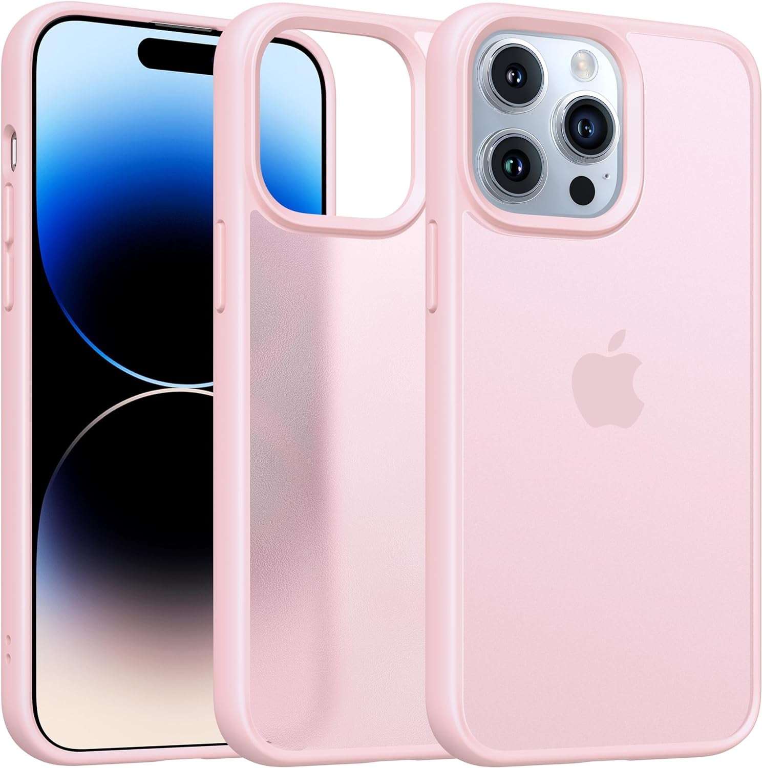 Alphex Colored Transluscent for Iphone 14 Pro Case, Sleek Cute Retro Design, German Quality Standard Certification, 12FT Military-Grade Protection, Slim Matte Hard Back Case 6.1-Inch, Light Pink  Alphex   