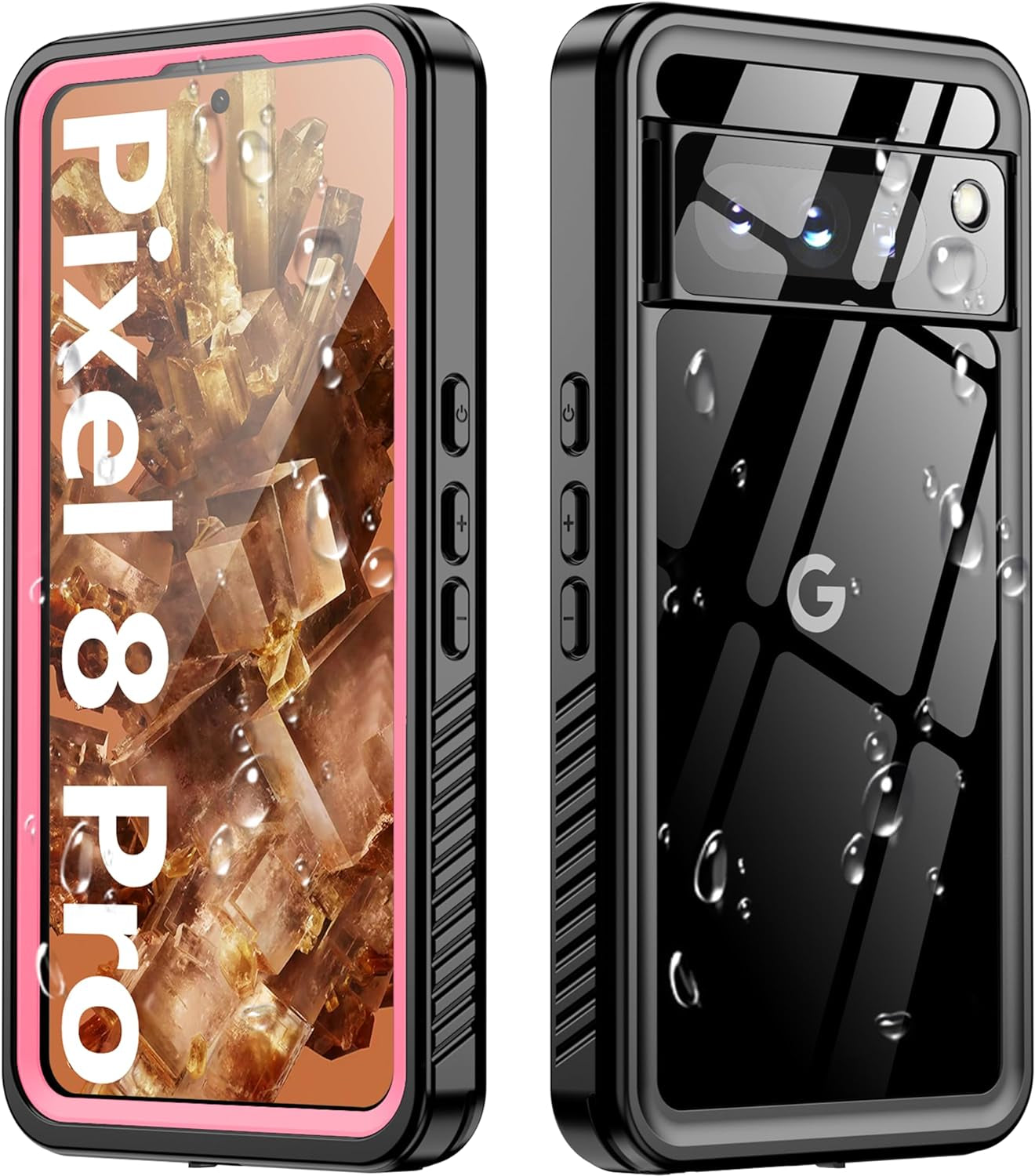 Oterkin for Google Pixel 8 Case Waterproof, Pixel 8 Case with Built-In Screen&Camera Protector,360° Full Body Protection Dustproof Shockproof Anti-Scratch Case for Pixel 8 6.2" -Blue  Oterkin Pink Pixel 8 Pro 