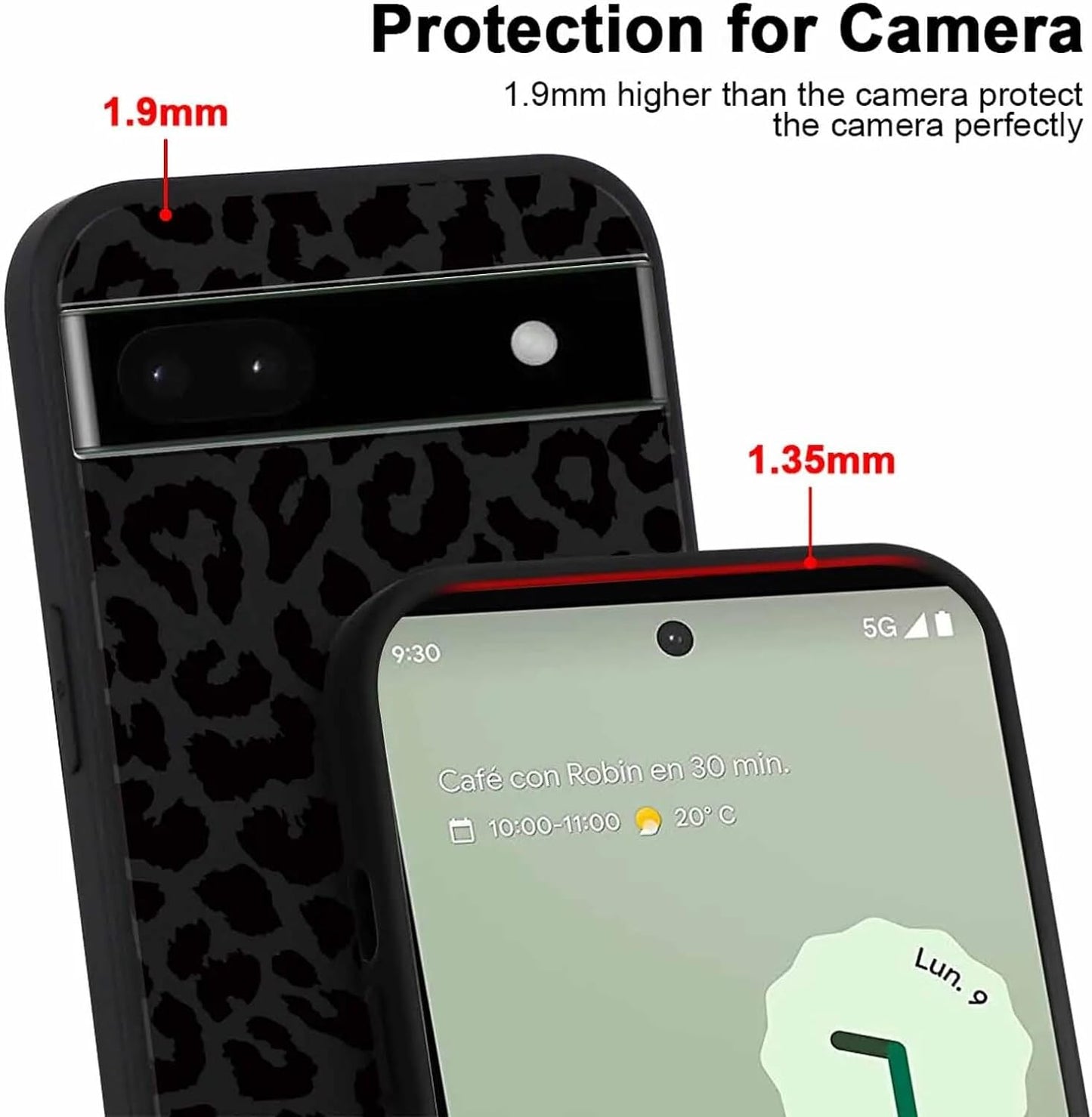 2 Pack Cute Cheetah Print for Google Pixel 6A(5G) 6.3" Phone Case,Luxury Leopard Pattern Design Cases Soft Silicone TPU Shockproof Protective Cover for Women Girls-Black & White  RUMDEY   