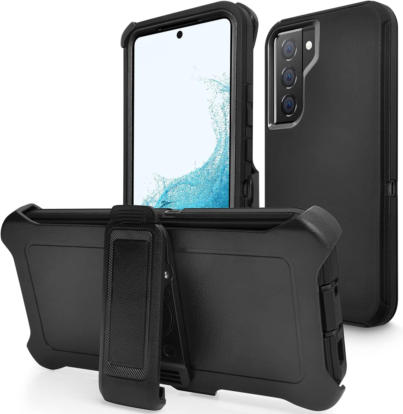 Galaxy S22 Case, Drop Protection Rugged Heavy Duty Case, Water-Resistance Shockproof Dustproof Military Grade Tough Durable Protective Cover for Samsung Black