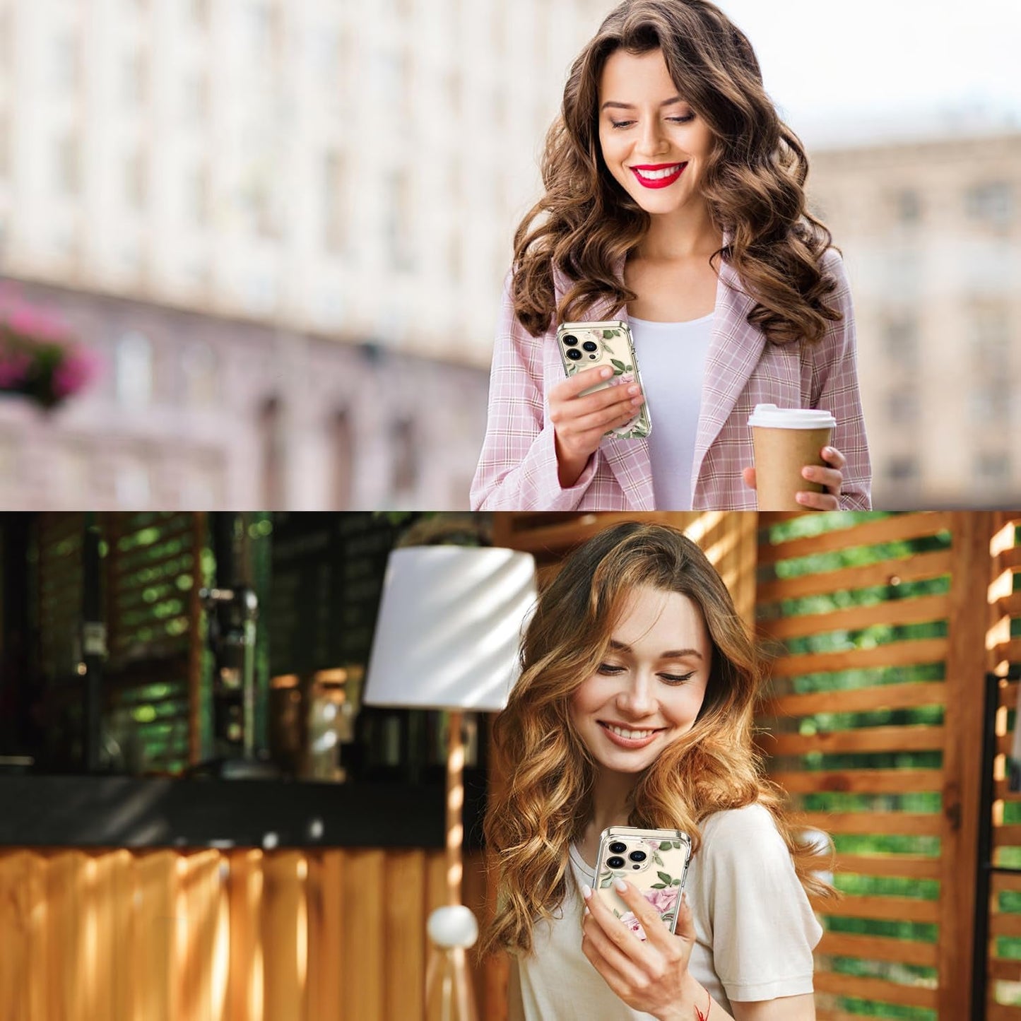 ICEDIO for Iphone 15 Pro Case with Screen Protector-Clear with Fashionable Trendy Patterns-Designed for Girls Women-Slim Fit Cover-Protective Phone Case 6.1" Cute Blooming Pink Floral  ICEDIO   