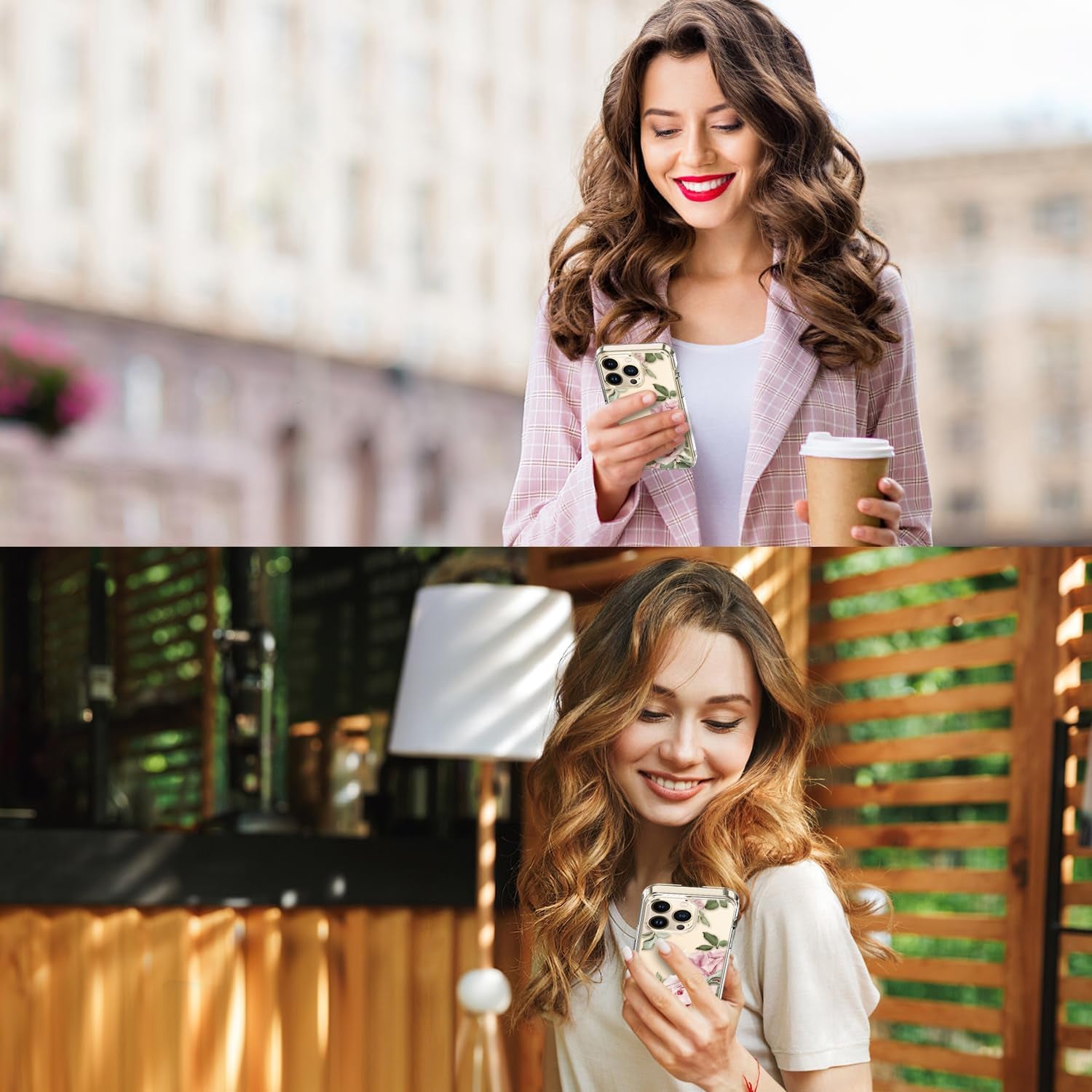 ICEDIO for Iphone 15 Pro Case with Screen Protector-Clear with Fashionable Trendy Patterns-Designed for Girls Women-Slim Fit Cover-Protective Phone Case 6.1" Cute Blooming Pink Floral  ICEDIO   