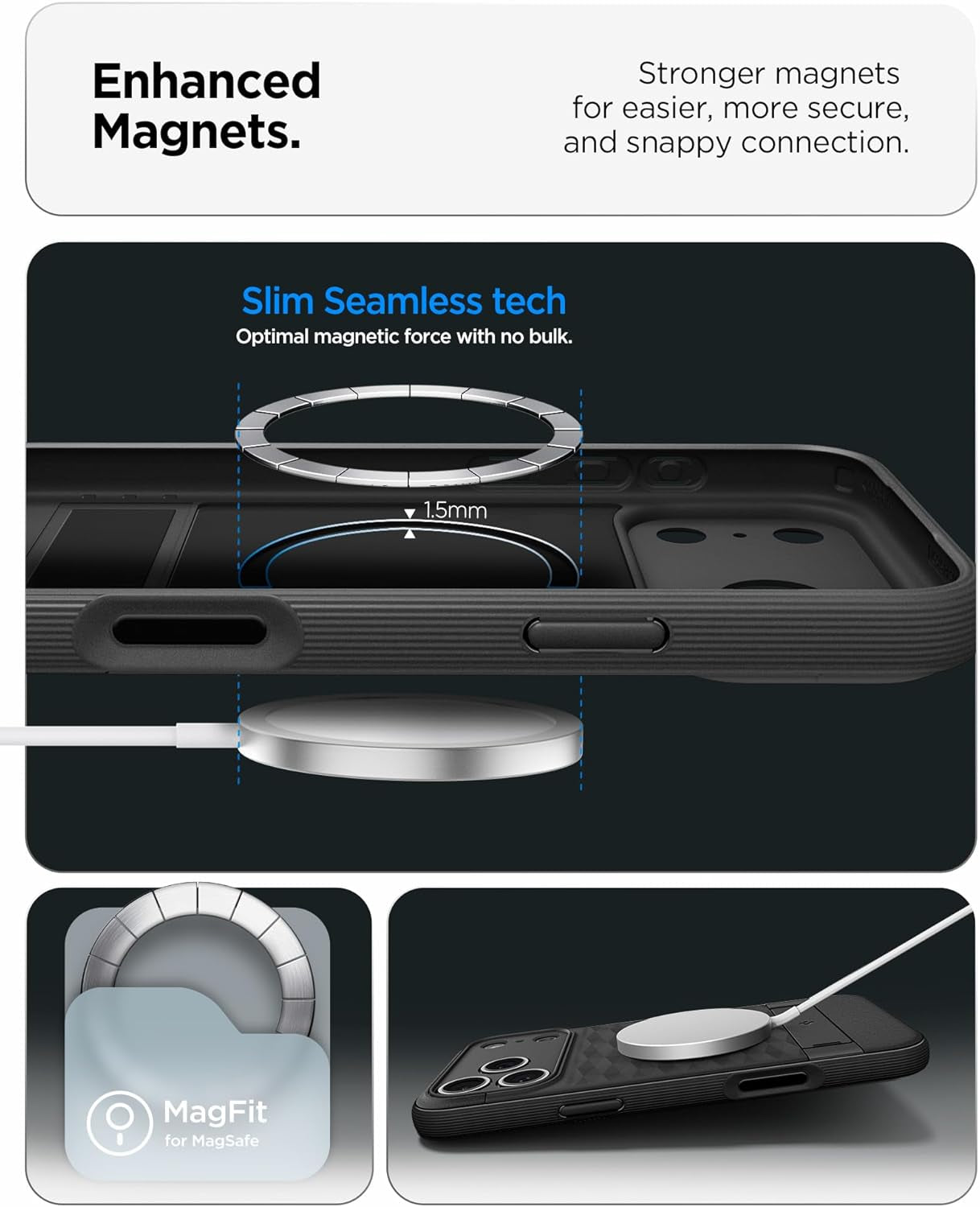 Spigen for Iphone 17 Pro Max Case, Parallax S Magfit [TPU Covered Camera Control] [Kickstand] [Compatible with Magsafe] - Matte Black