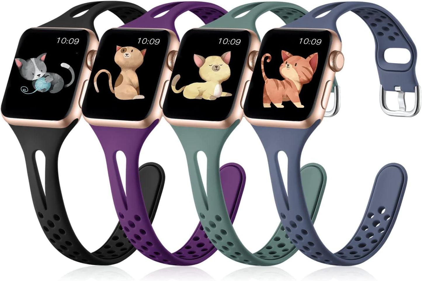 Getino Compatible with Apple Watch Bands 38Mm 40Mm 42Mm 44Mm Iwatch Band for Women Men, Soft Durable Breathable Thin Slim Narrow Band for Iwatch Series SE 6 5 4 3 2 1