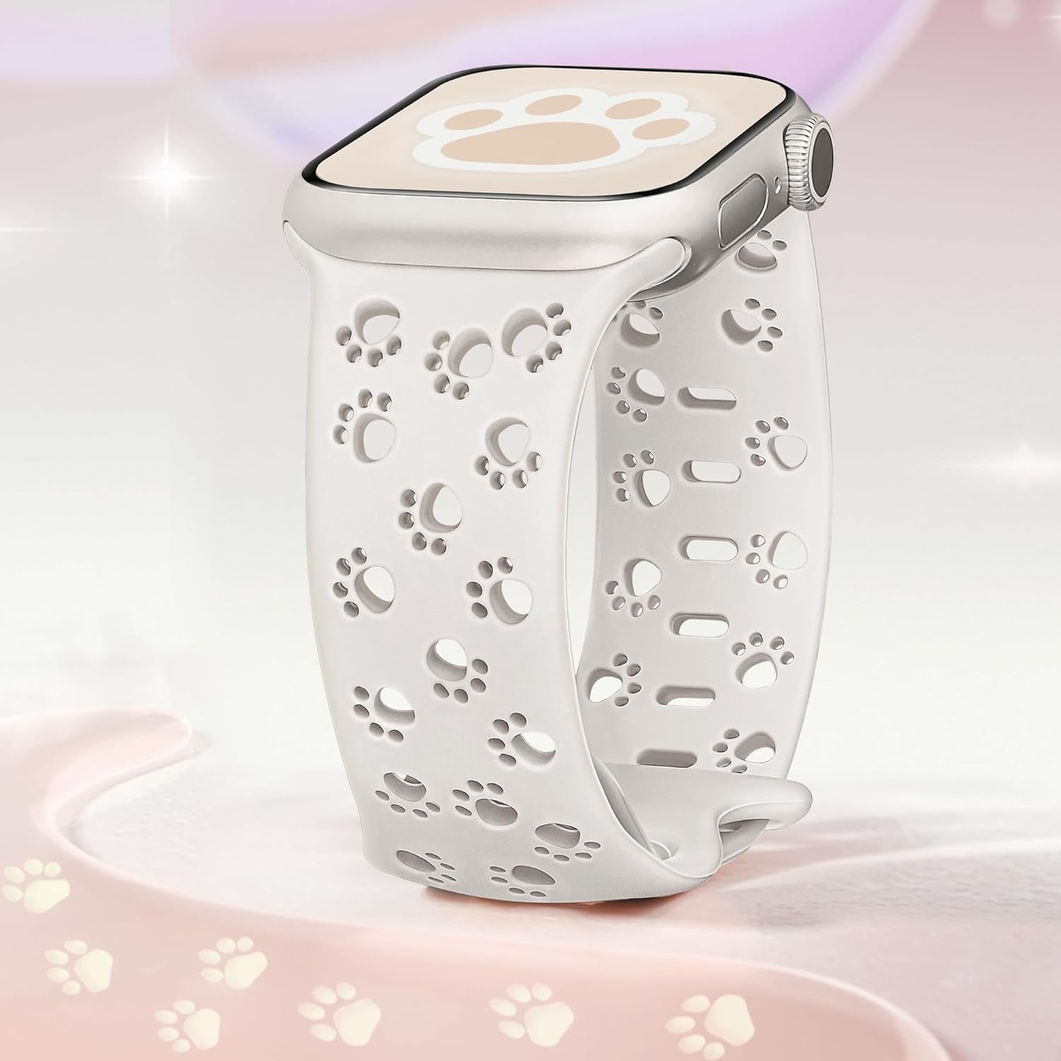 2 Pack Silicone Dog Paw Band for Apple Watch Bands 41Mm 40Mm 38Mm for Women, Cute Animal Cat Designer for Iwatch Bands, Fancy Dressy Sport Band for Apple Watch Band Series 9 Series 8 7 SE 6 5 4 3