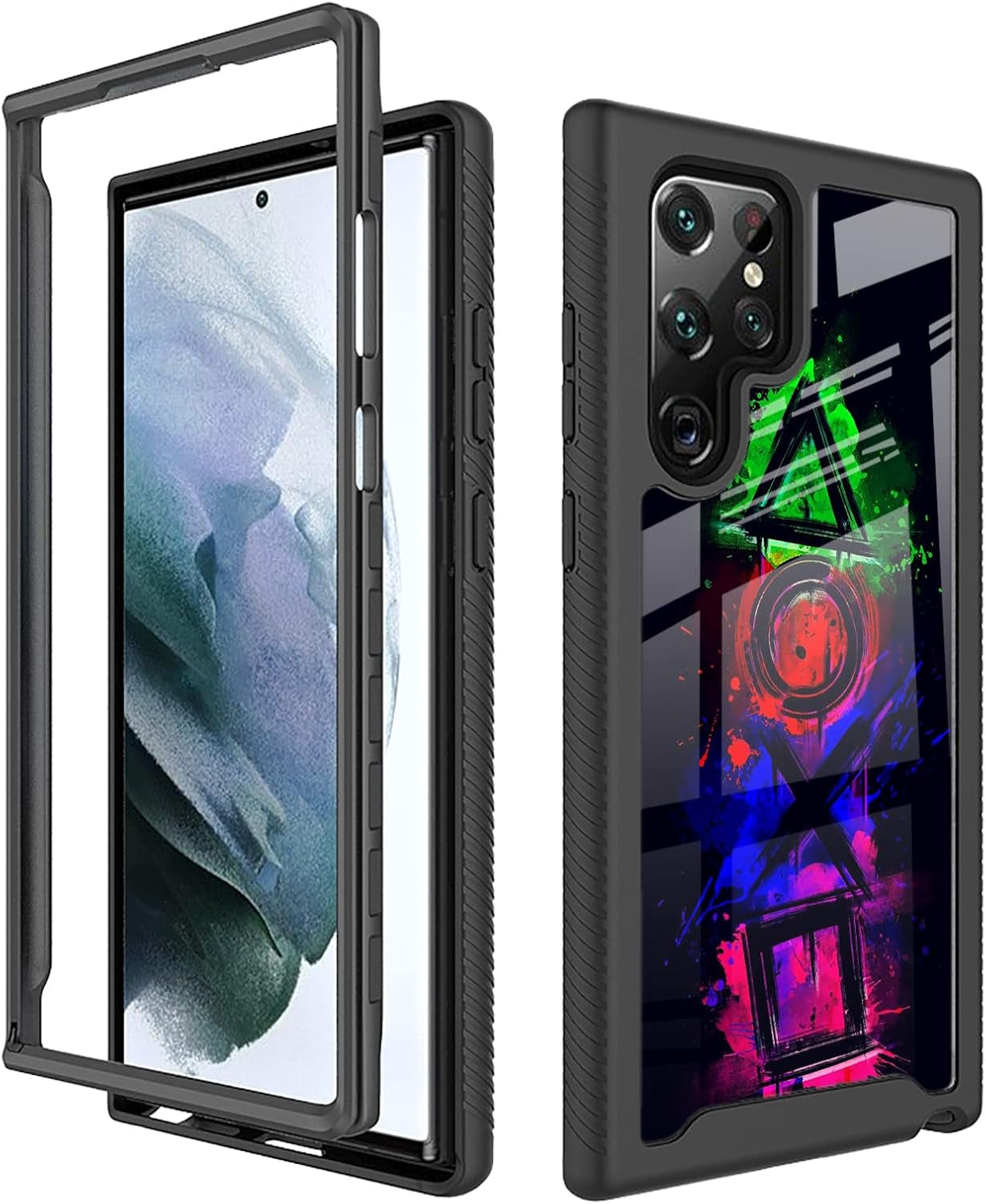 Compatible with Samsung Galaxy S22 Ultra Case Cartoon Cats for Boys Girls Full-Body Dual Layer Rugged Shockproof Bumper Heavy-Duty Protective Cover