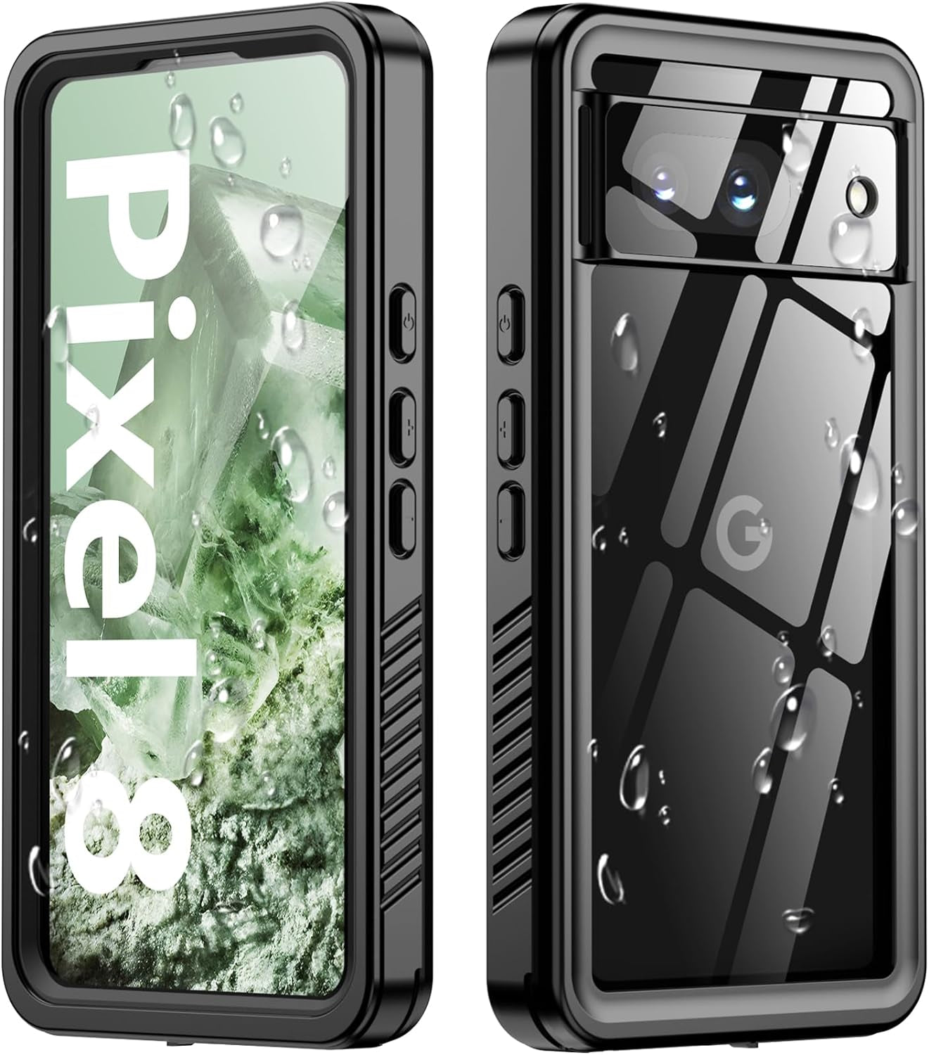 Oterkin for Google Pixel 8 Case Waterproof, Pixel 8 Case with Built-In Screen&Camera Protector,360° Full Body Protection Dustproof Shockproof Anti-Scratch Case for Pixel 8 6.2" -Blue  Oterkin Black Pixel 8 
