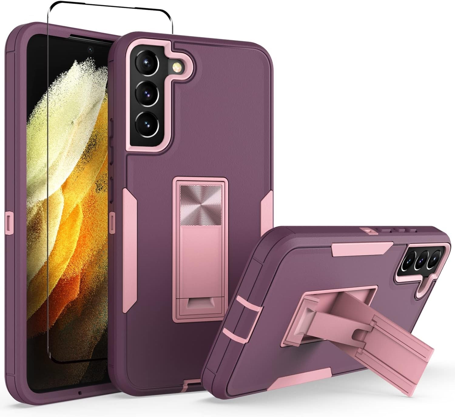 For Samsung Galaxy S22 plus 5G Case with Screen Protector Maximum Coverage and Kickstand, [Military Grade] Heavy-Duty Tough Rugged Shockproof Protective Case for Galaxy S22 plus 5G (Green)