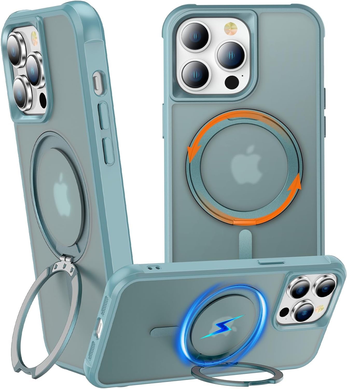 Chaofeng 360° Rotatable Stand for Iphone 15 Pro Case with Magnetic [Military Grade Drop Tested][Adjustable Kickstand] Ring Translucent Slim Hard Back Soft Edge, Purple  CHAOFEnG   