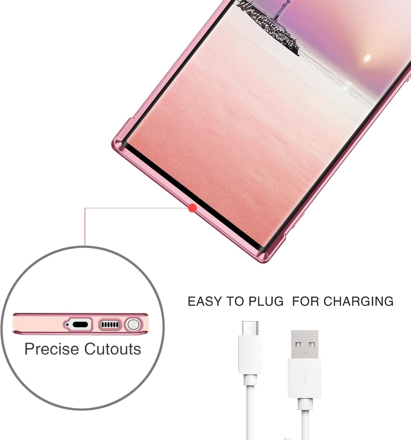 BENTOBEN Galaxy S22 Ultra Case,Slim Luxury Heart Design Plated Soft Bumper Women Men Girl Protective Case Cover with Strap for Samsung Galaxy S22 Ultra 6.8 Inch,Pink/Gold