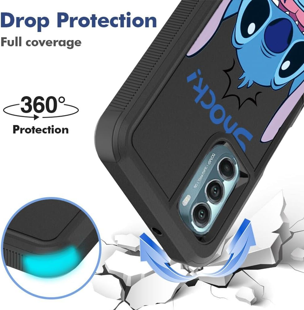 Heavy Duty Phone Case for Motorola Moto G Stylus 5G 2022 Case 6.8",Cartoon Anime Character Black Cover Full Body Rugged Shockproof Protective Funda for Women Men for Motorola G Stylus 5G 2022
