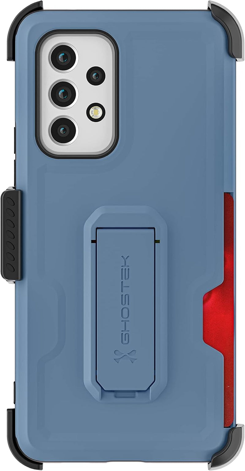 Ghostek IRON ARMOR Galaxy A53 5G Case with Belt Clip and Kickstand Credit Card Holder Slot Heavy Duty Protection Shockproof Protective Cover Designed for 2022 Samsung Galaxy A53 5G (6.5") (Matte Blue)