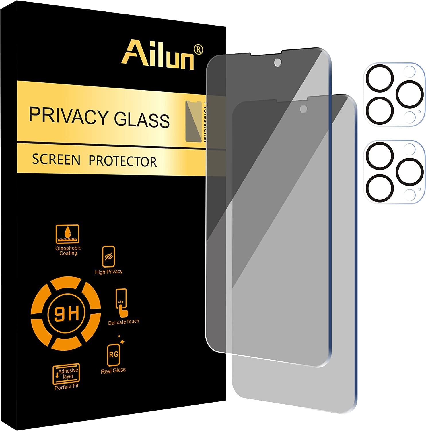 Ailun 3Pack Privacy Screen Protector for Iphone 15 plus [6.7 Inch]+3Pack Camera Lens Protector,Sensor Protection,Dynamic Island Compatible,Anti Spy Private Tempered Glass[9H Hardness][Black][6 Pack]  Ailun Iphone 14 Pro Max-6.7 Inch  